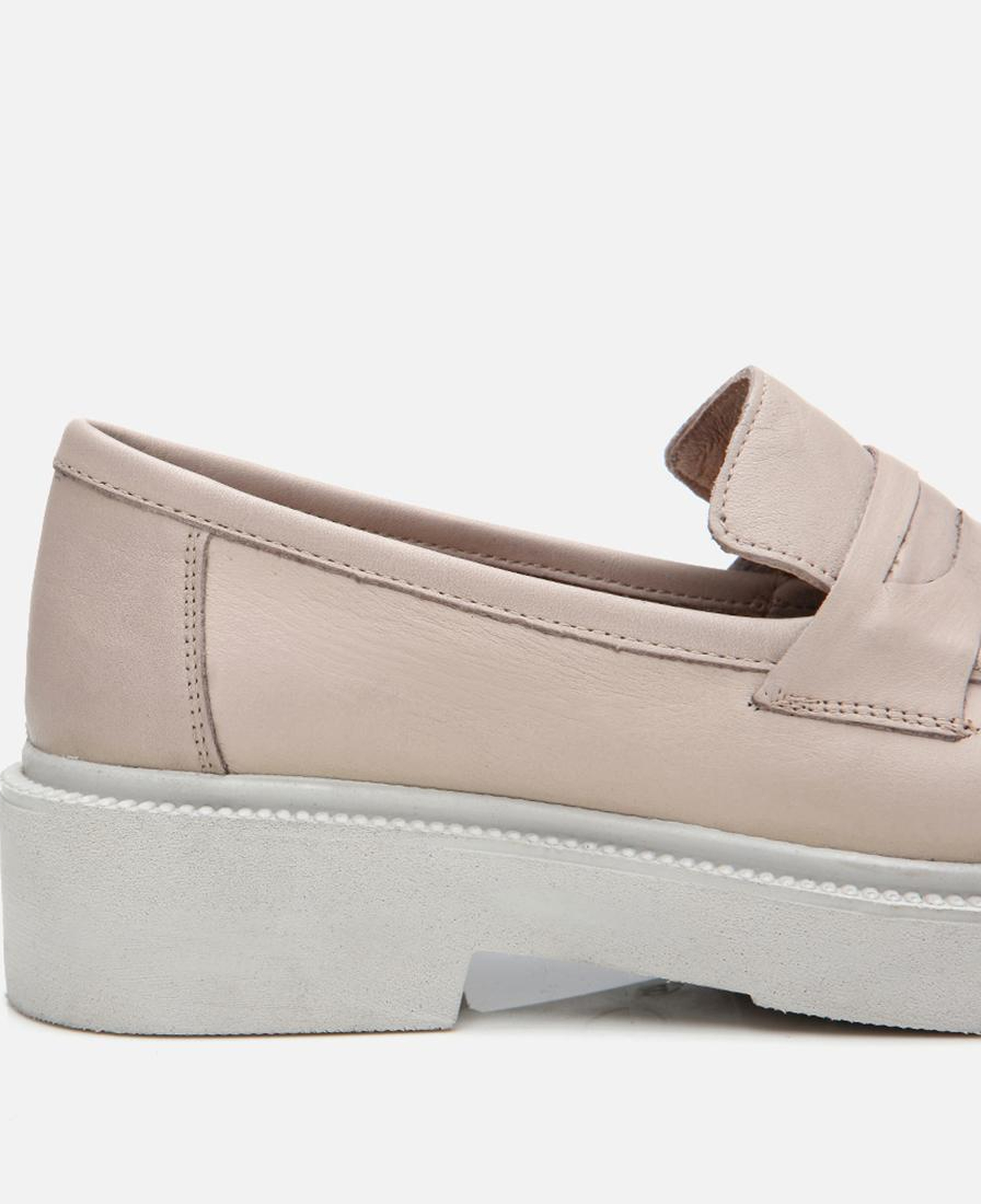 Kadın Deri Bej Kalın Tabanlı Klasik Loafer