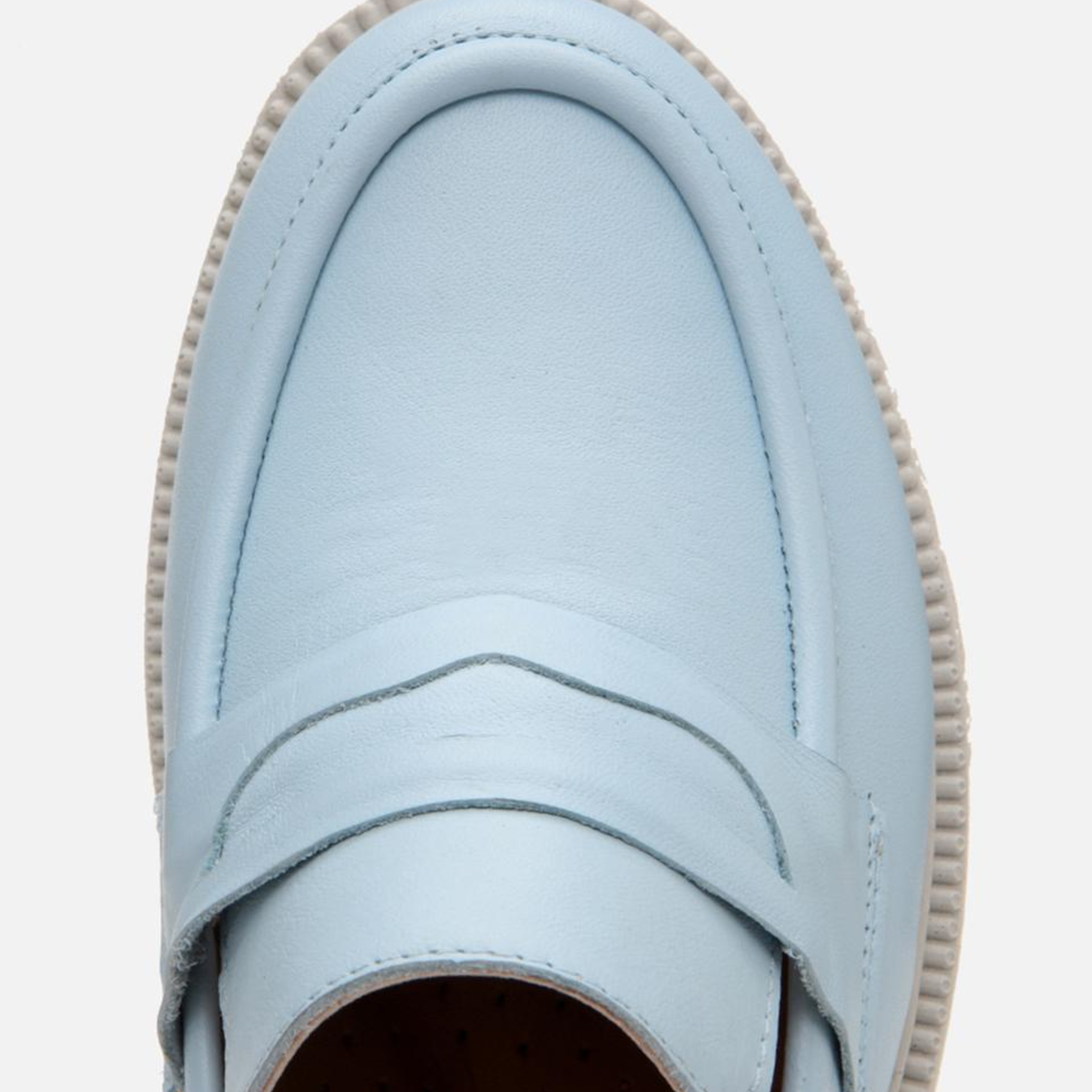 Kadın Deri Mavi Kalın Tabanlı Klasik Loafer