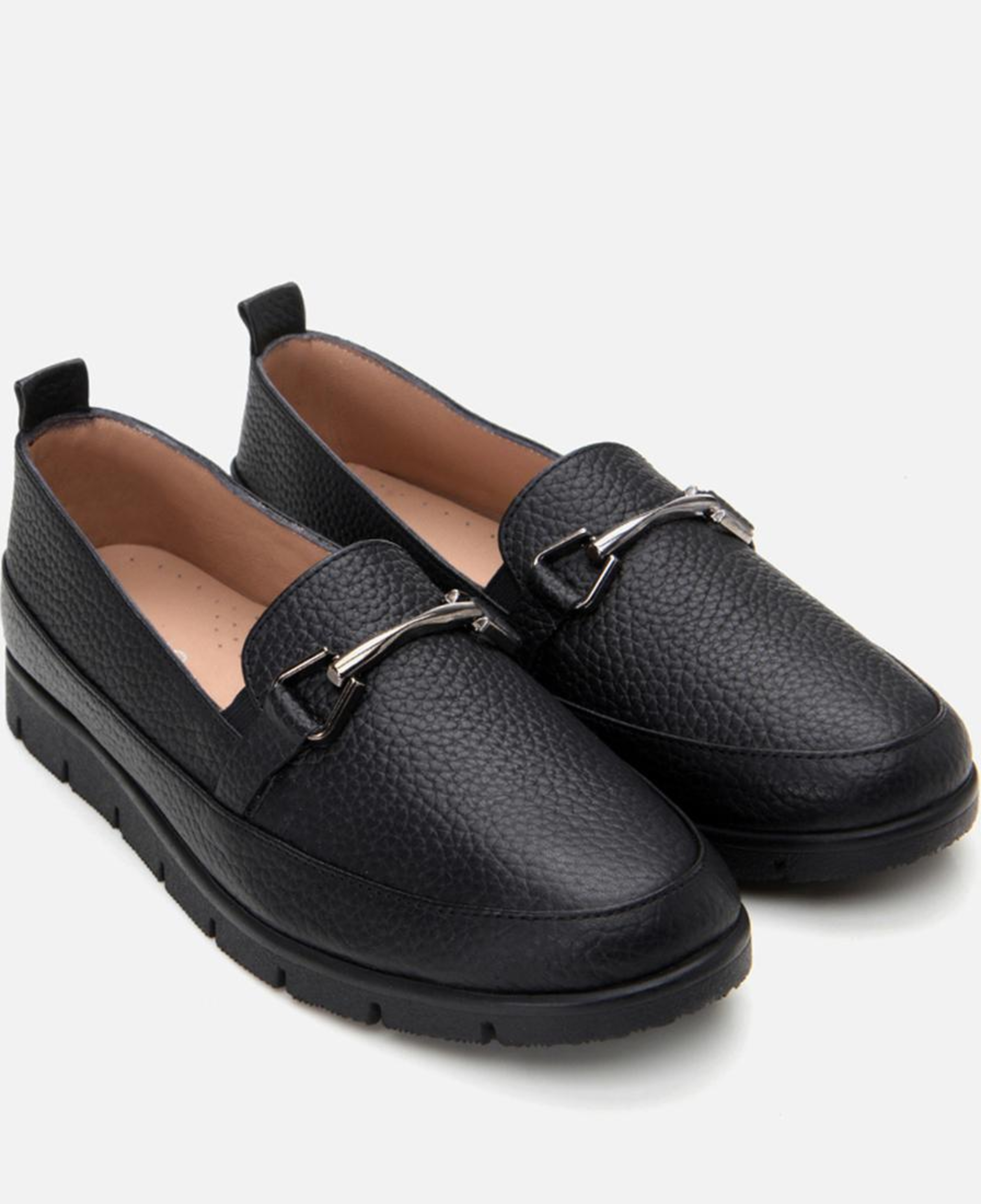 Kadın Deri Siyah Tokalı Loafer