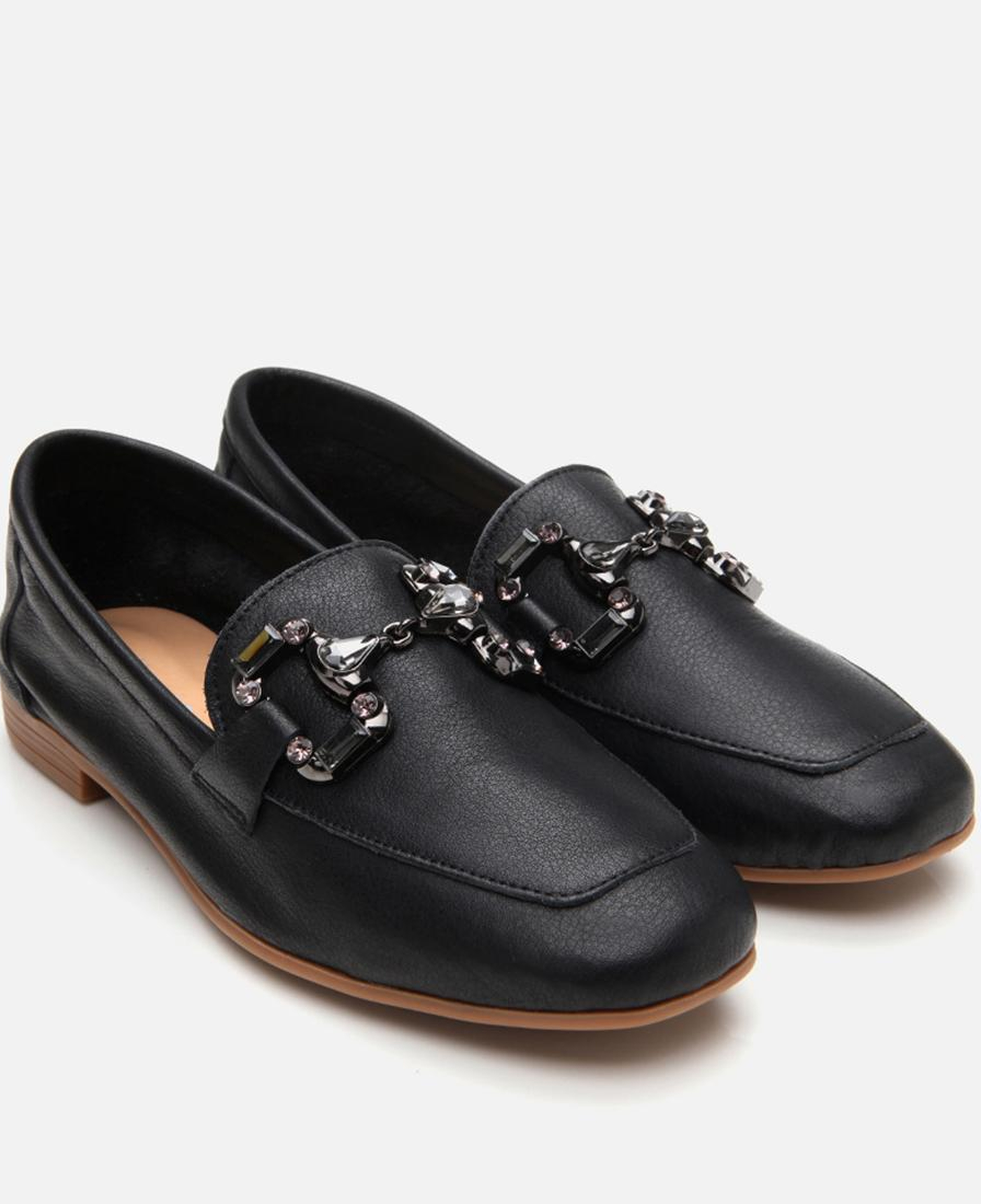 Kadın Deri Siyah Tokalı Klasik Loafer