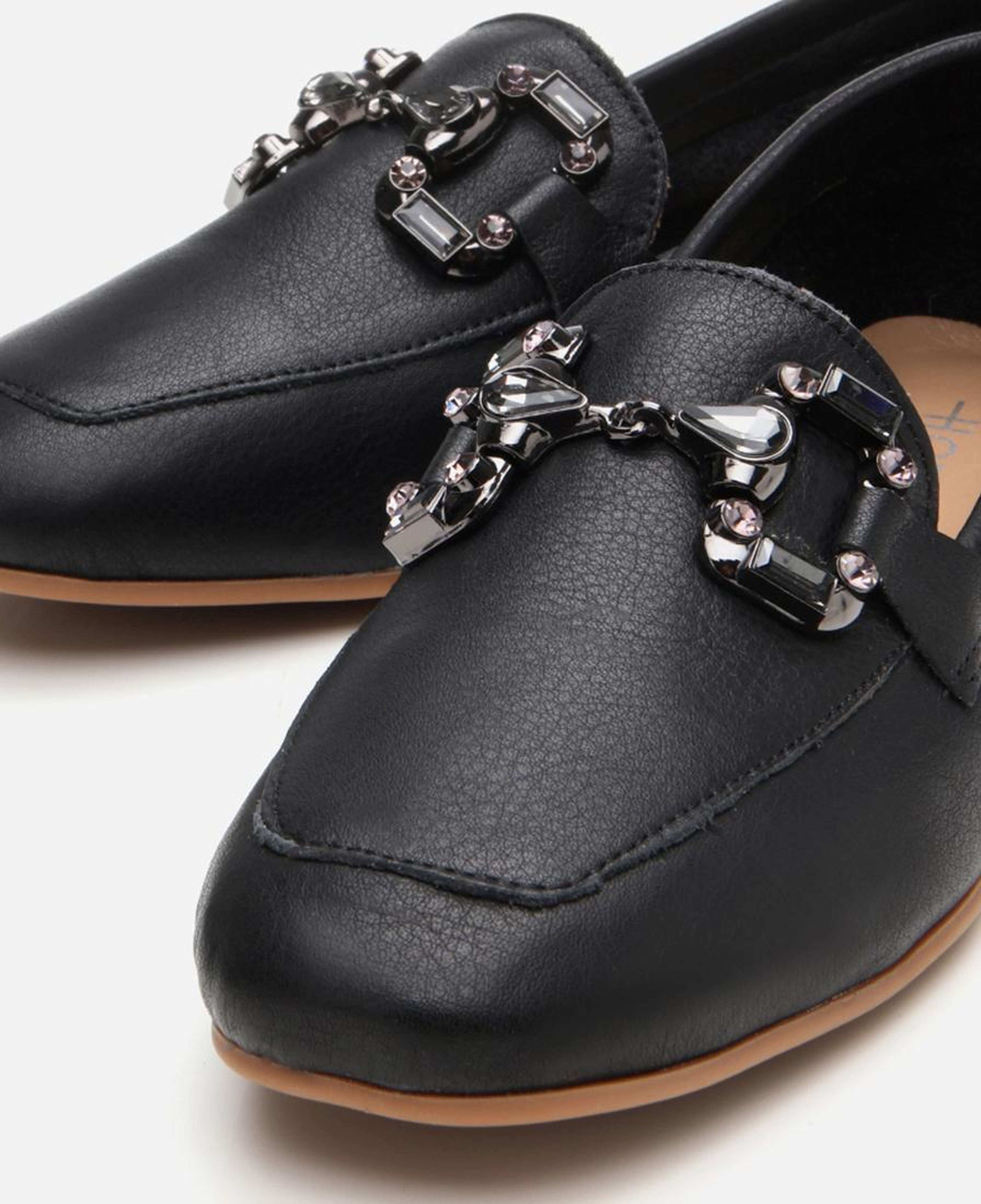 Kadın Deri Siyah Tokalı Klasik Loafer