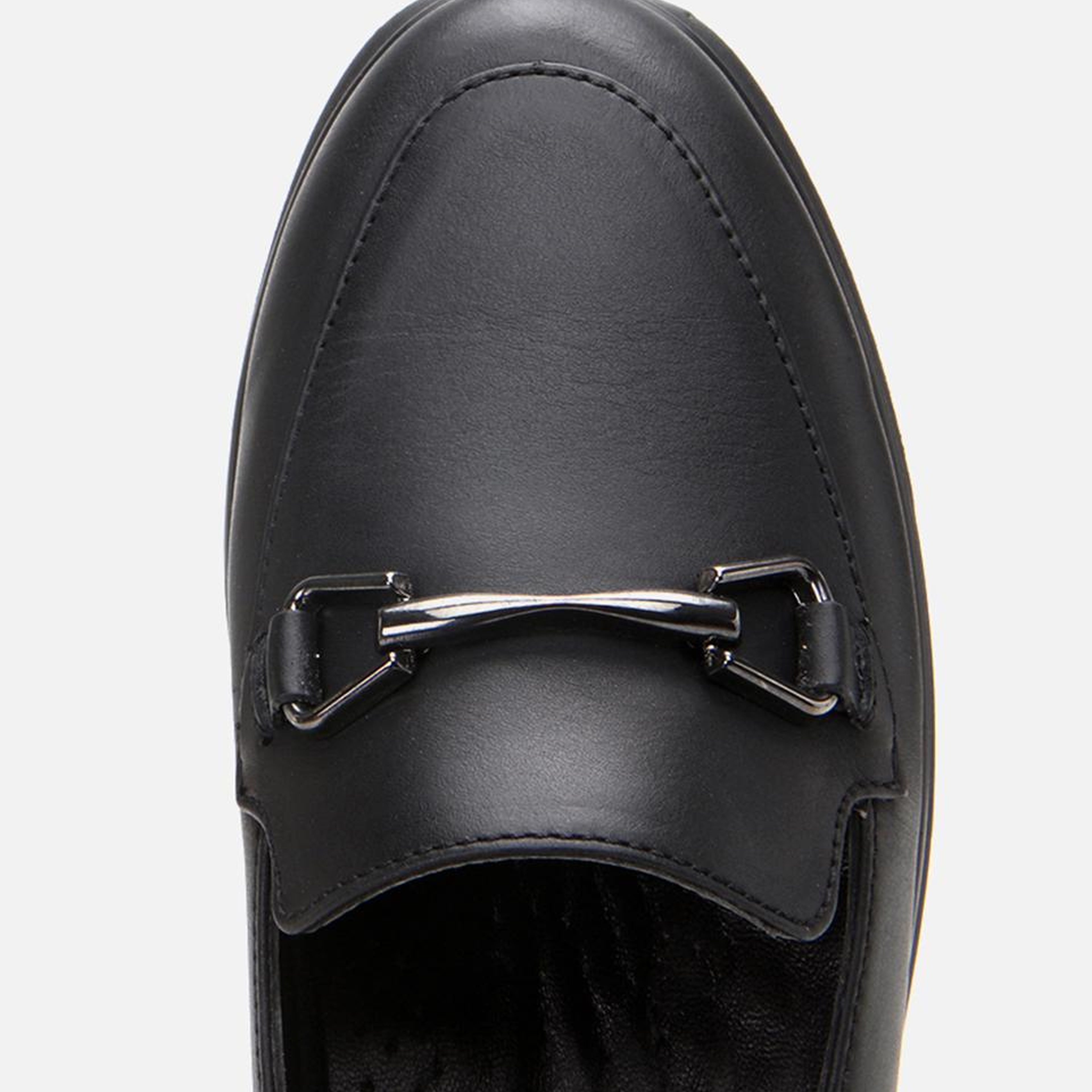 Kadın Deri Siyah Tokalı Günlük Loafer
