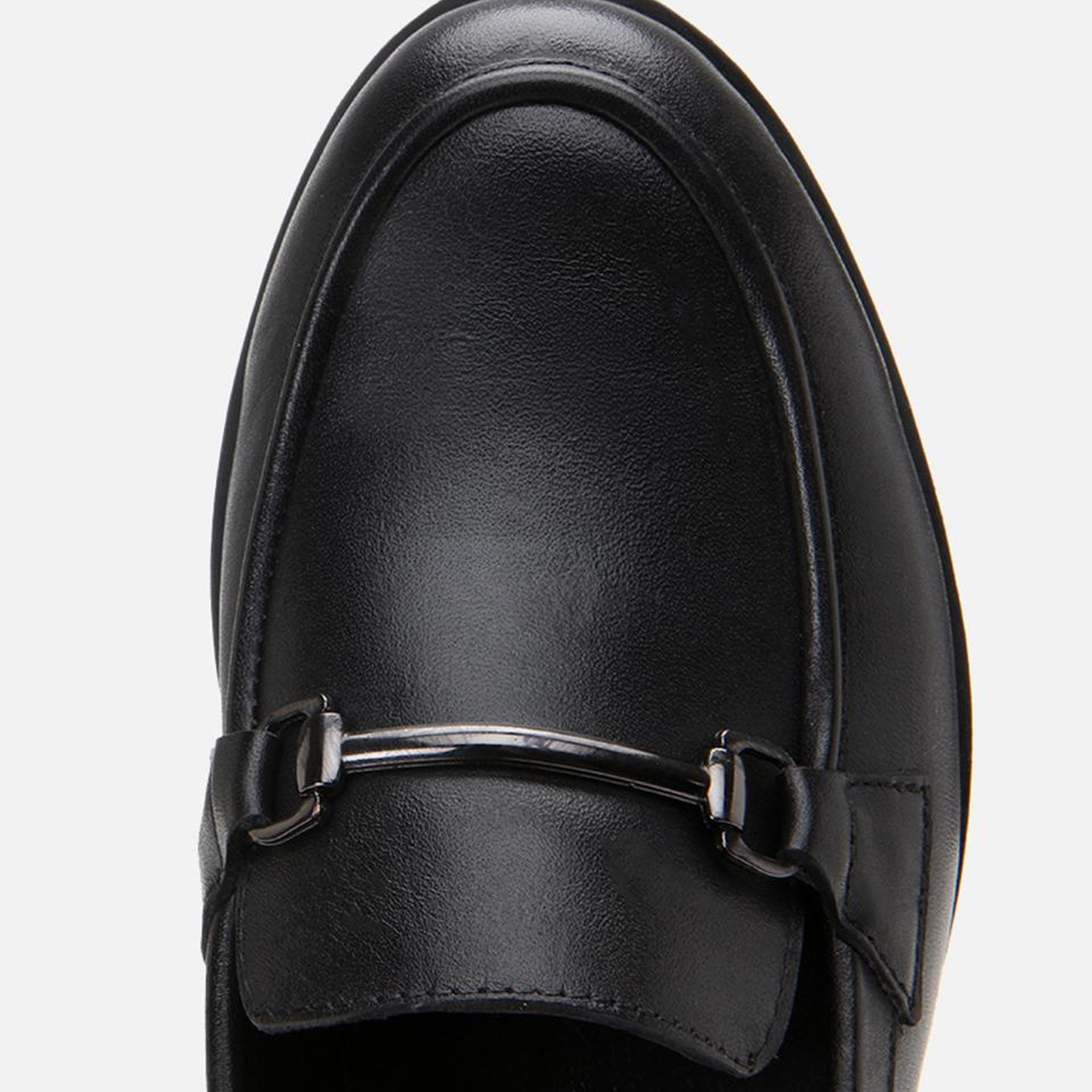 Kadın Deri Siyah Tokalı Klasik Loafer
