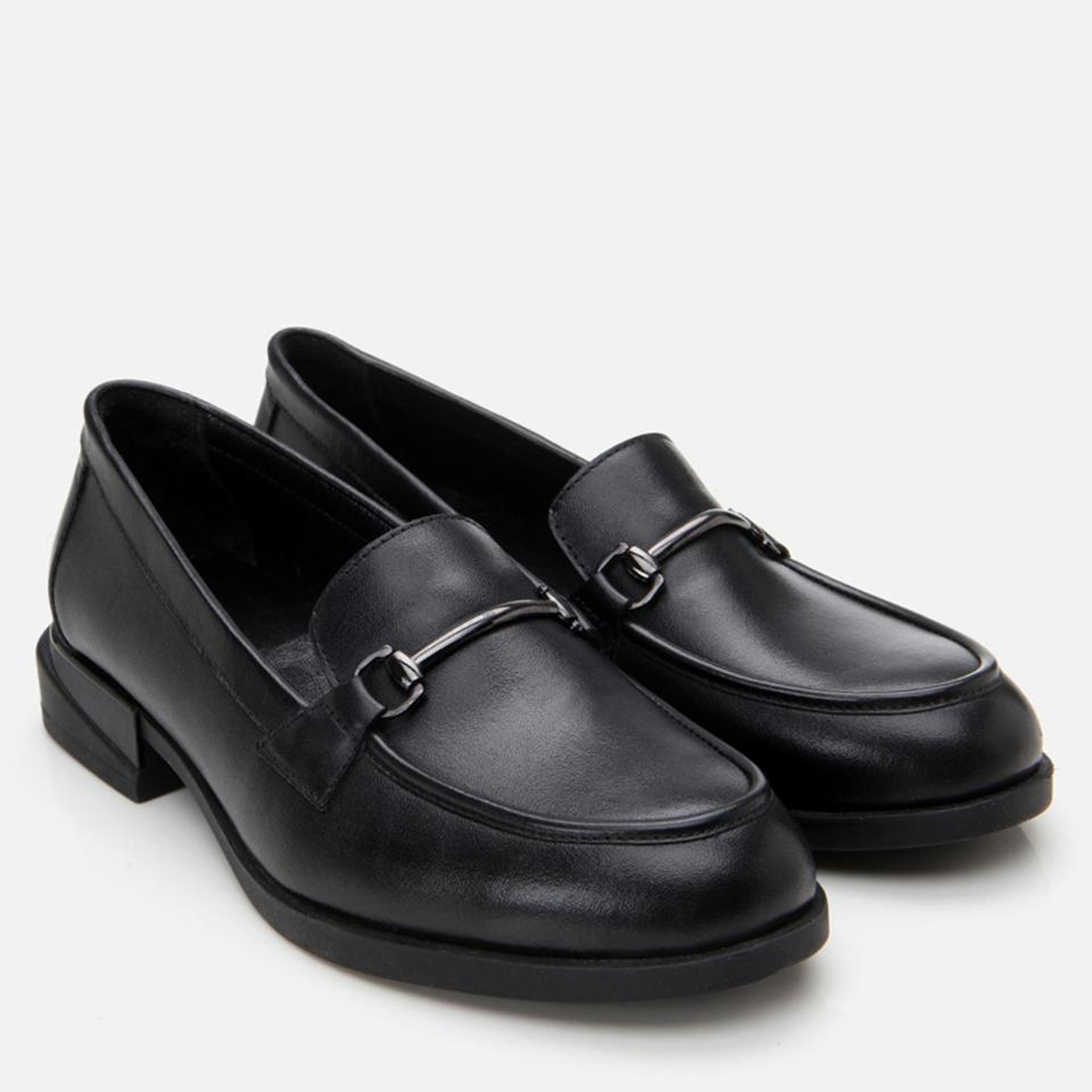 Kadın Deri Siyah Tokalı Klasik Loafer