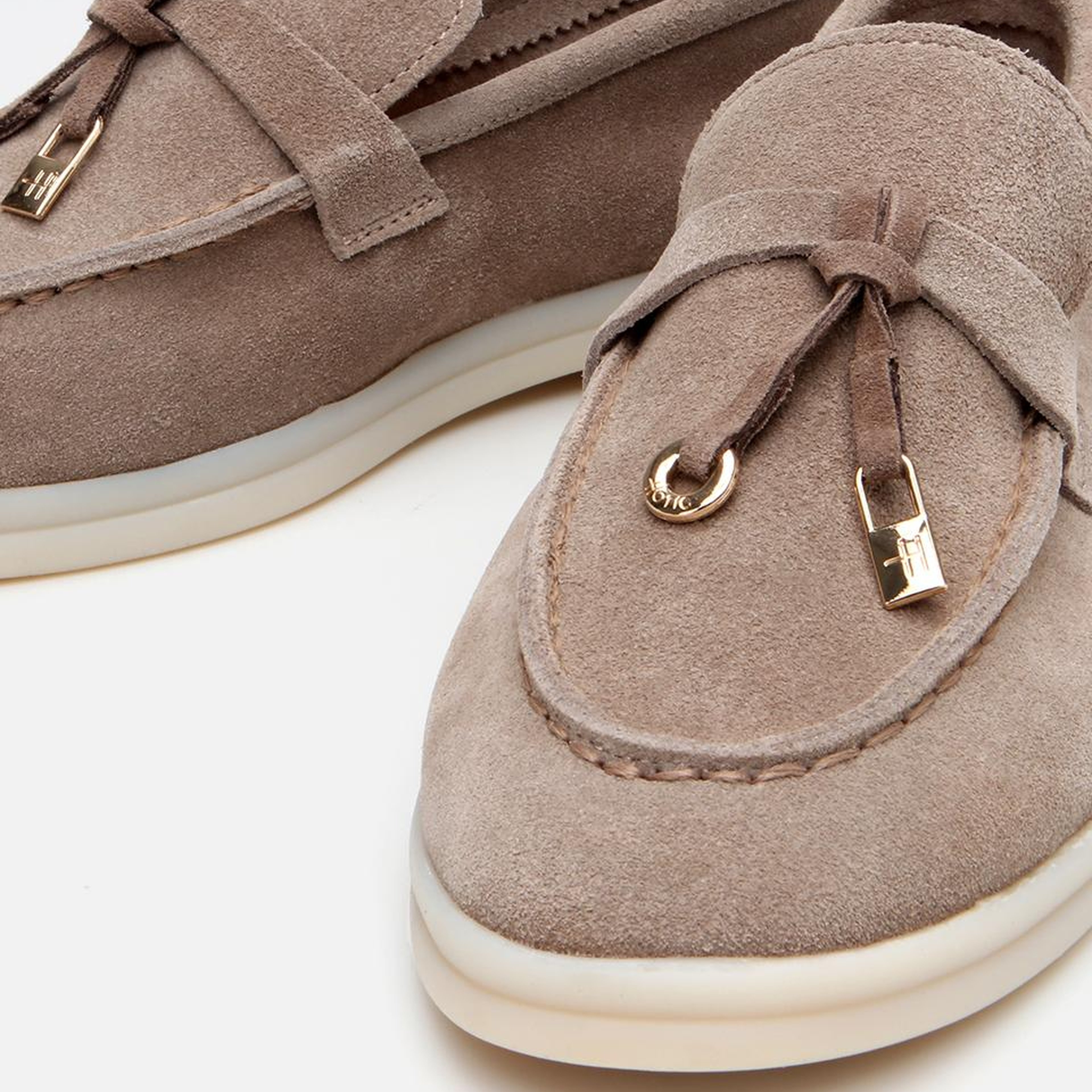 Kadın Süet Deri Bej Klasik Loafer