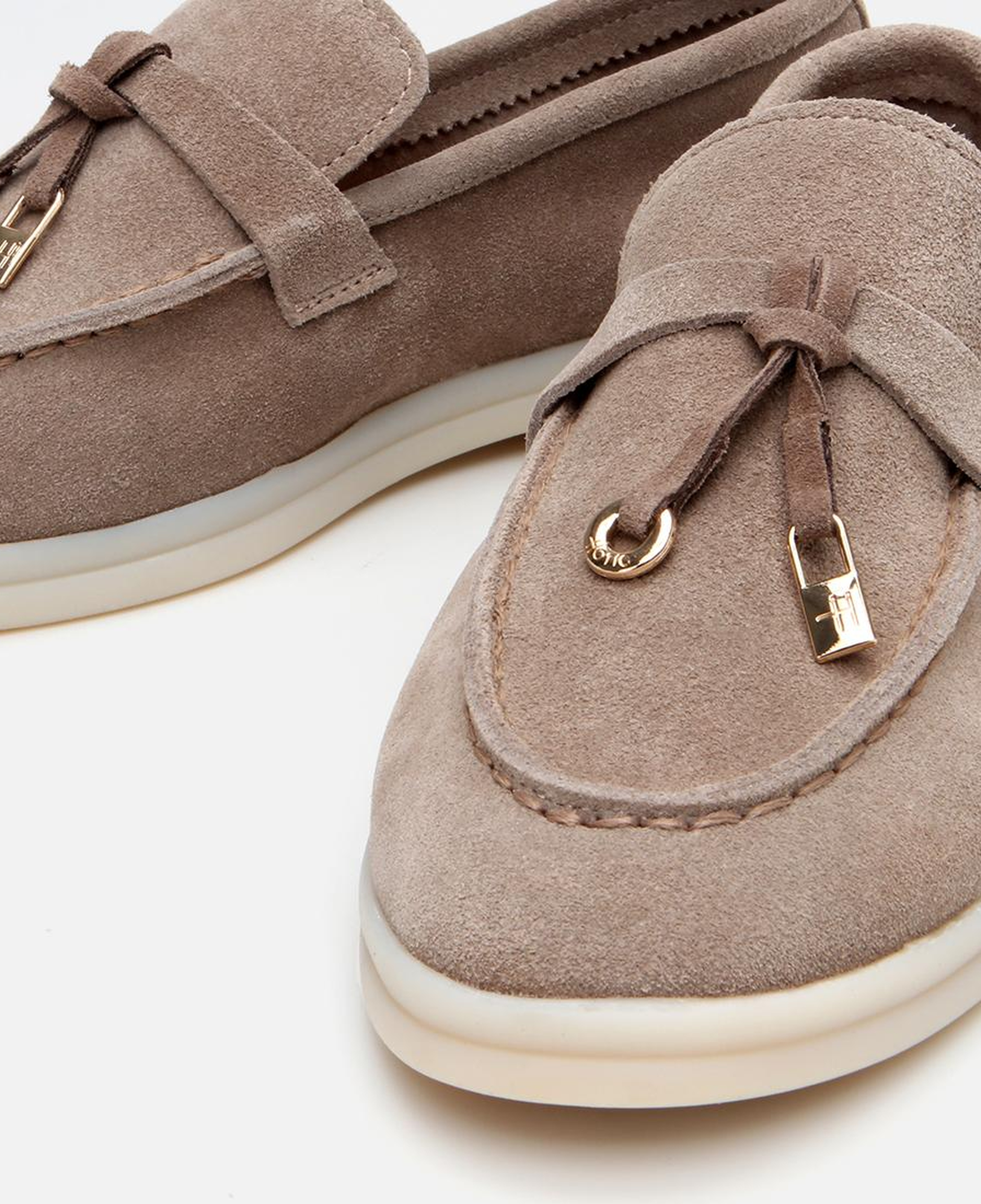 Kadın Süet Deri Bej Klasik Loafer