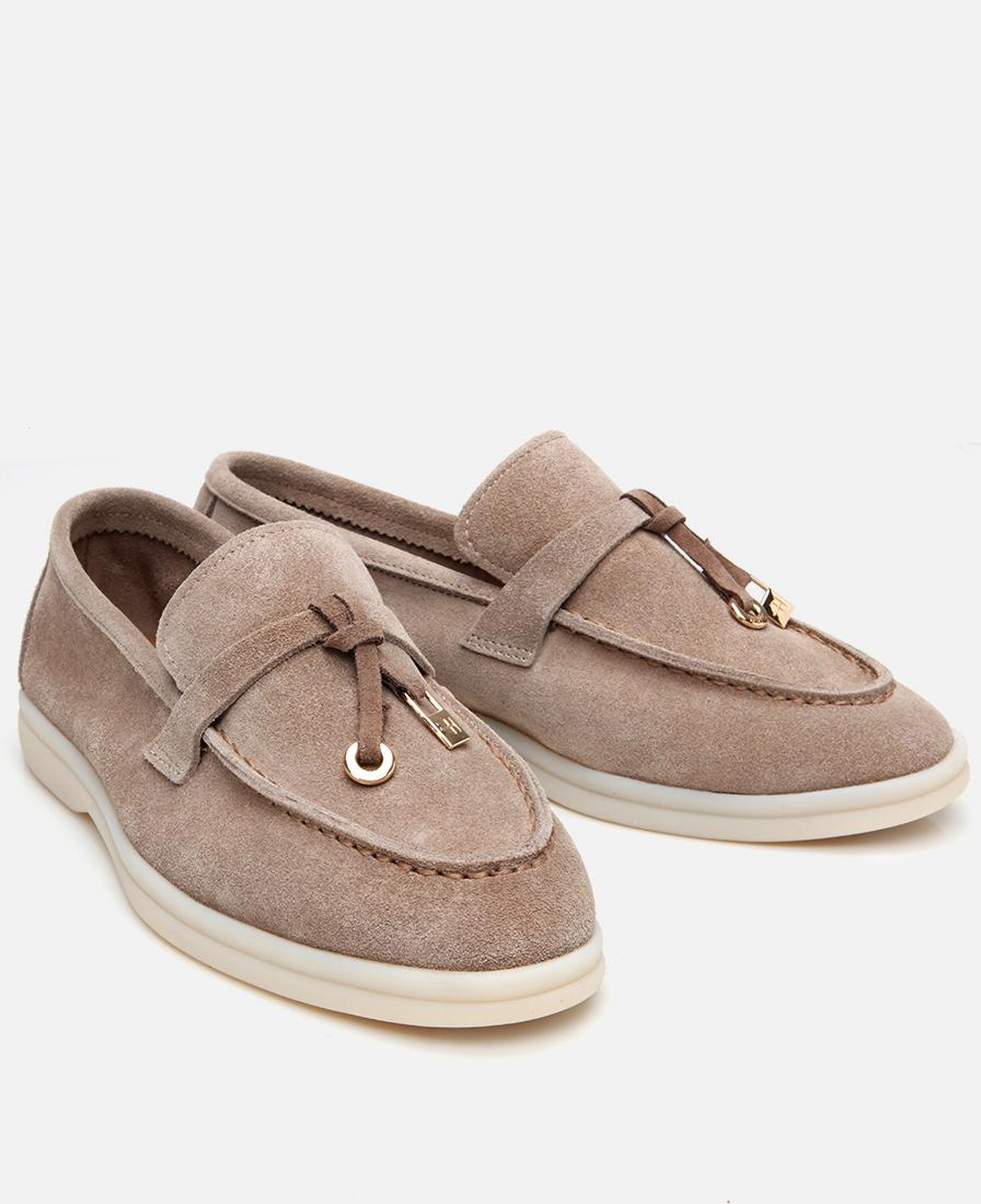 Kadın Süet Deri Bej Klasik Loafer