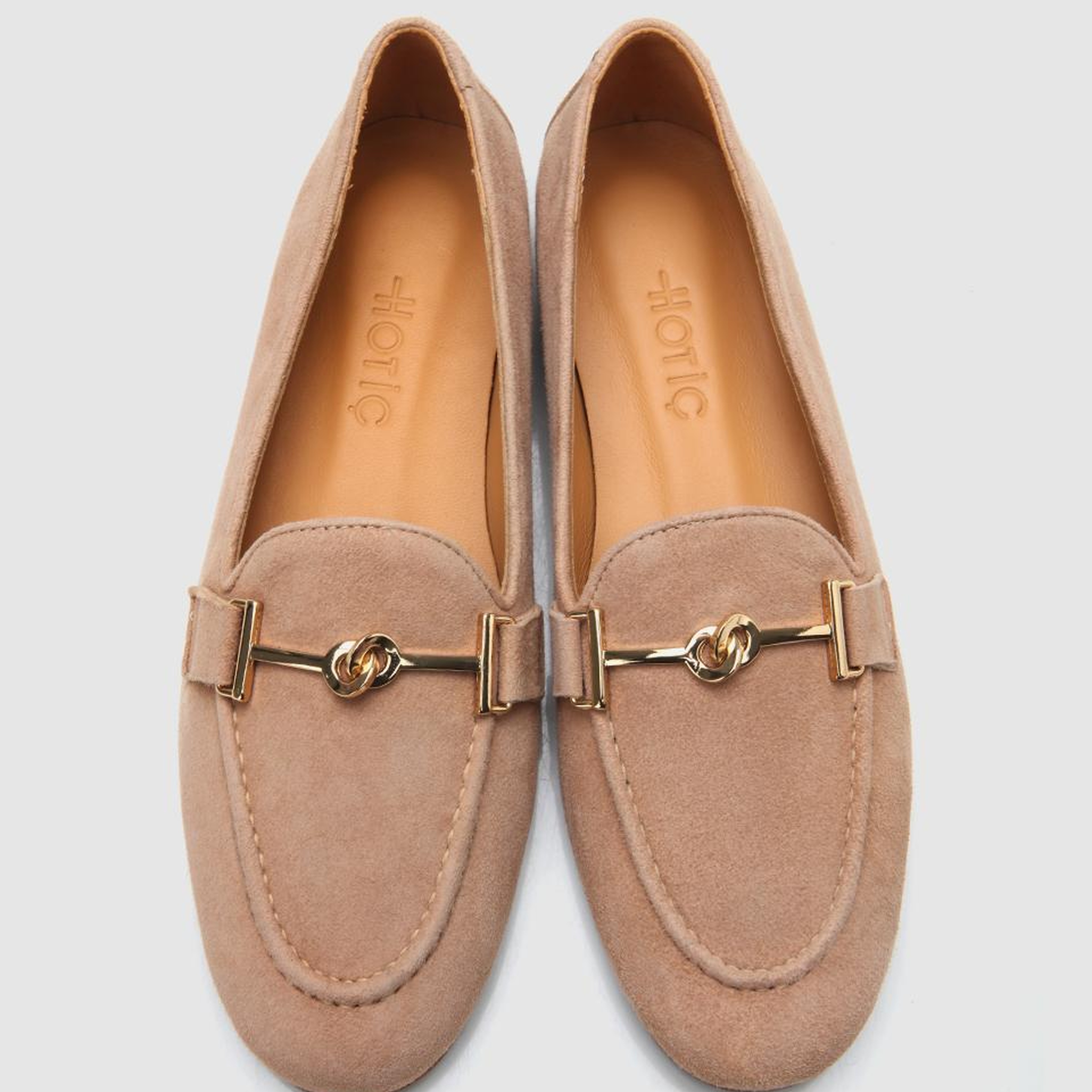 Kadın Süet Deri Bej Tokalı Klasik Loafer