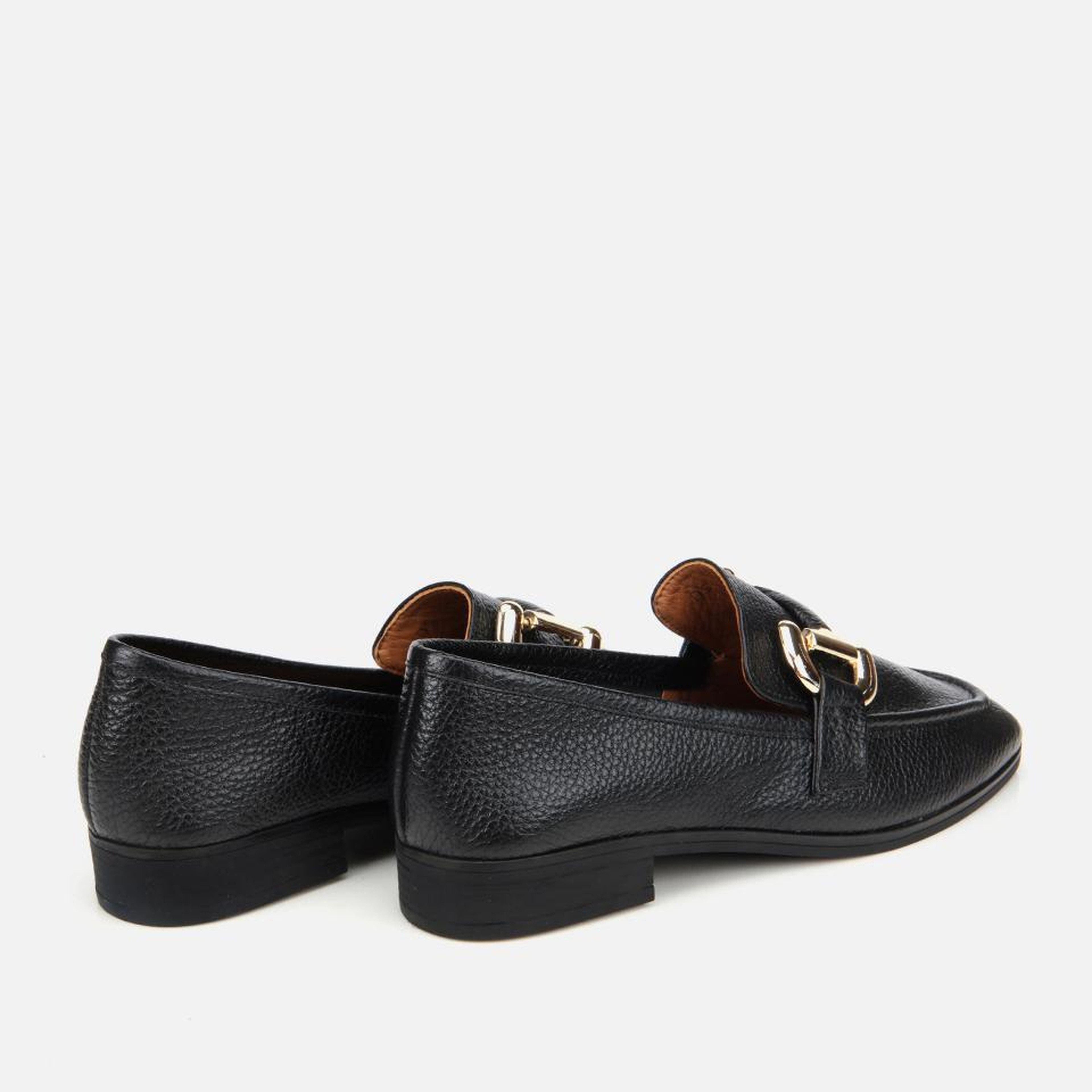Kadın Deri Siyah Tokalı Klasik Loafer