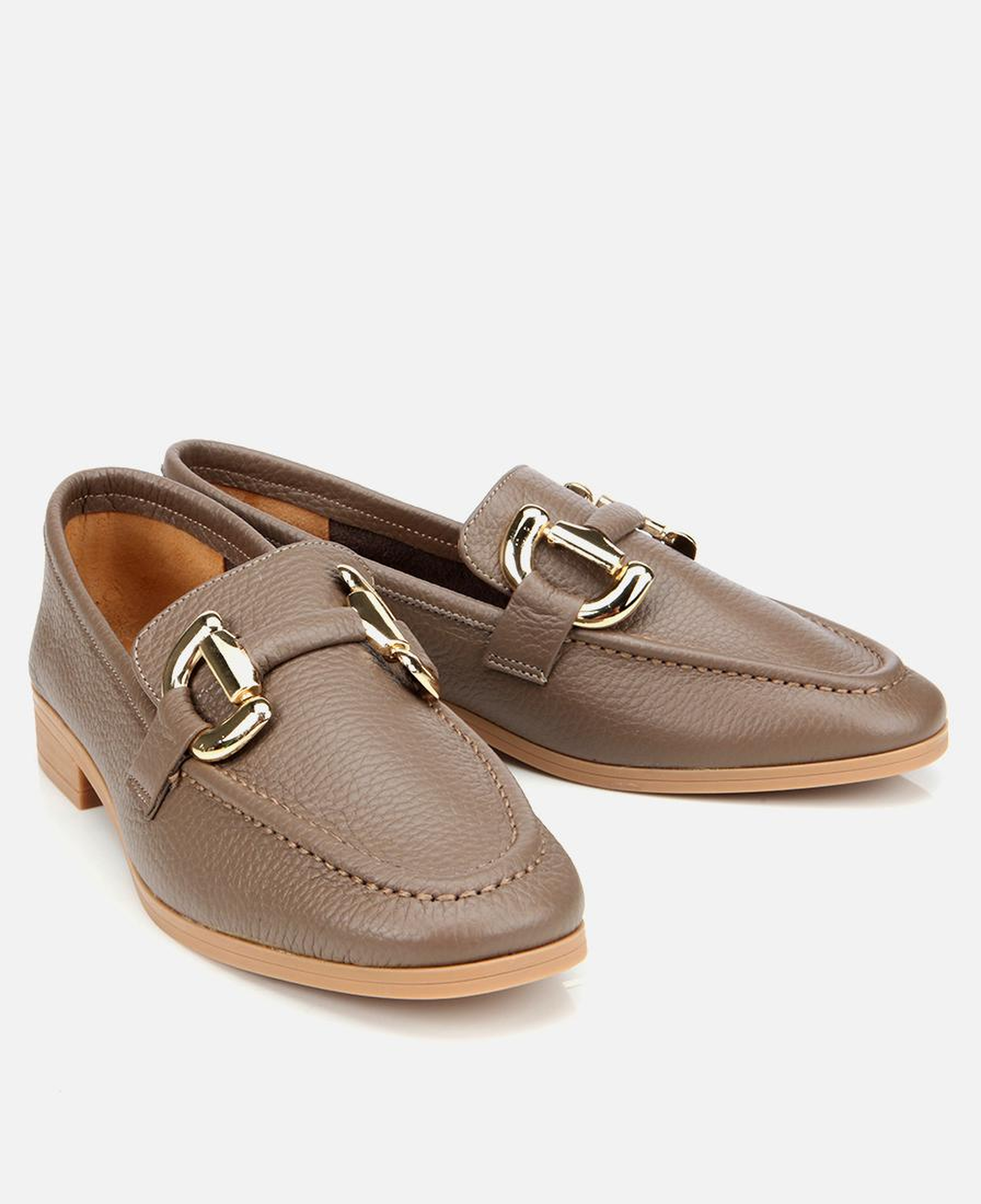 Kadın Deri Vizon Tokalı Klasik Loafer