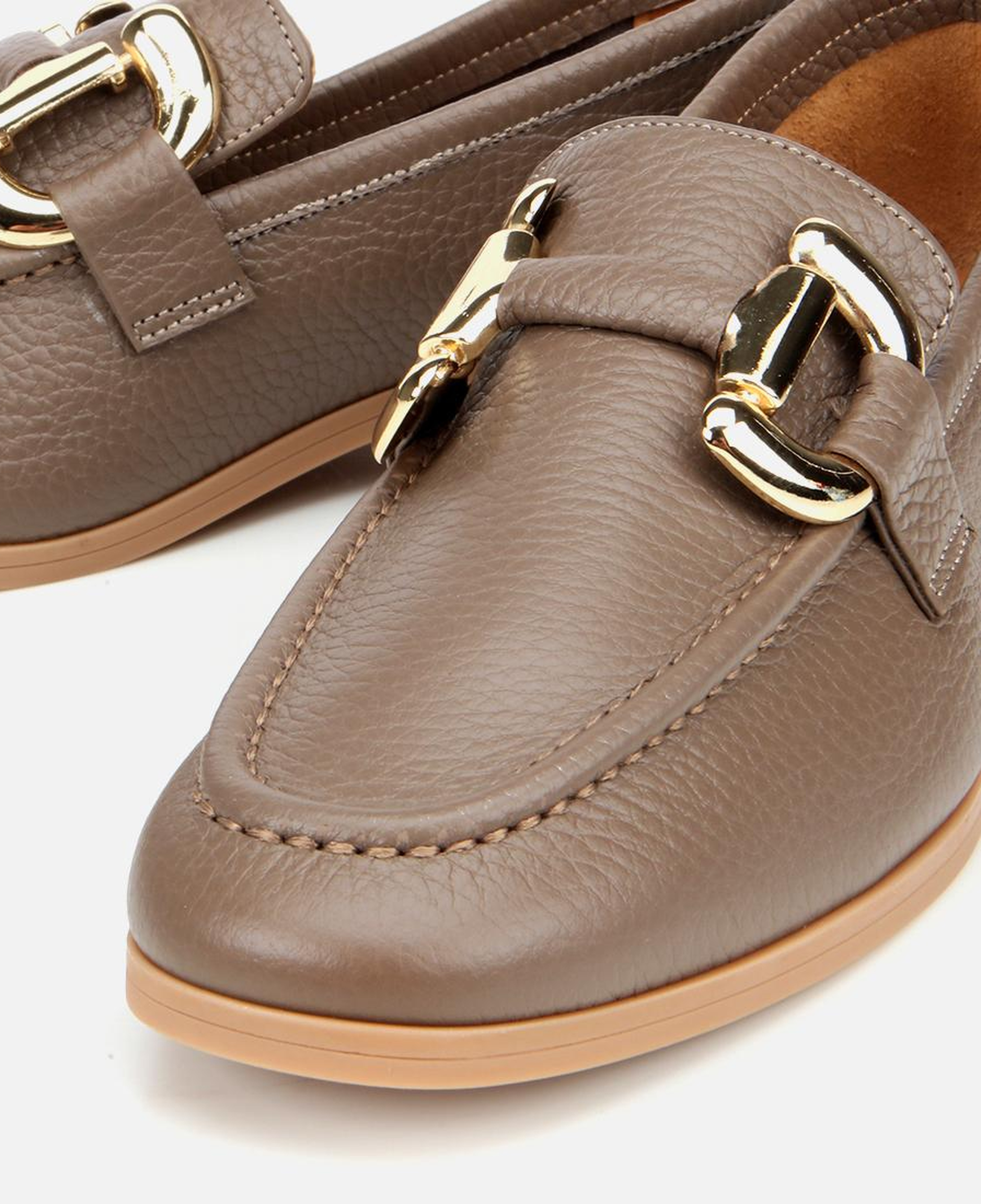 Kadın Deri Vizon Tokalı Klasik Loafer