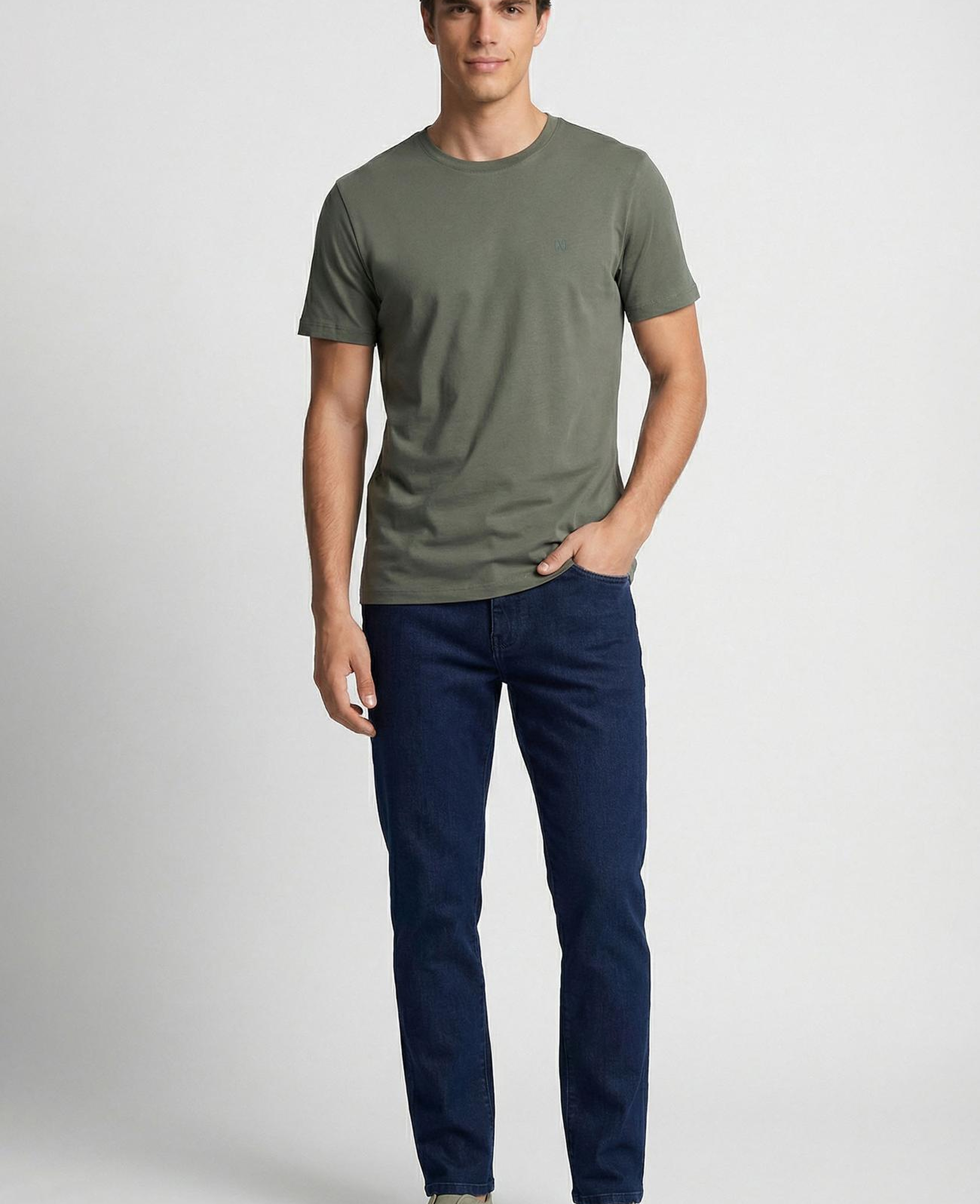 Network Erkek Haki Basic T-Shirt