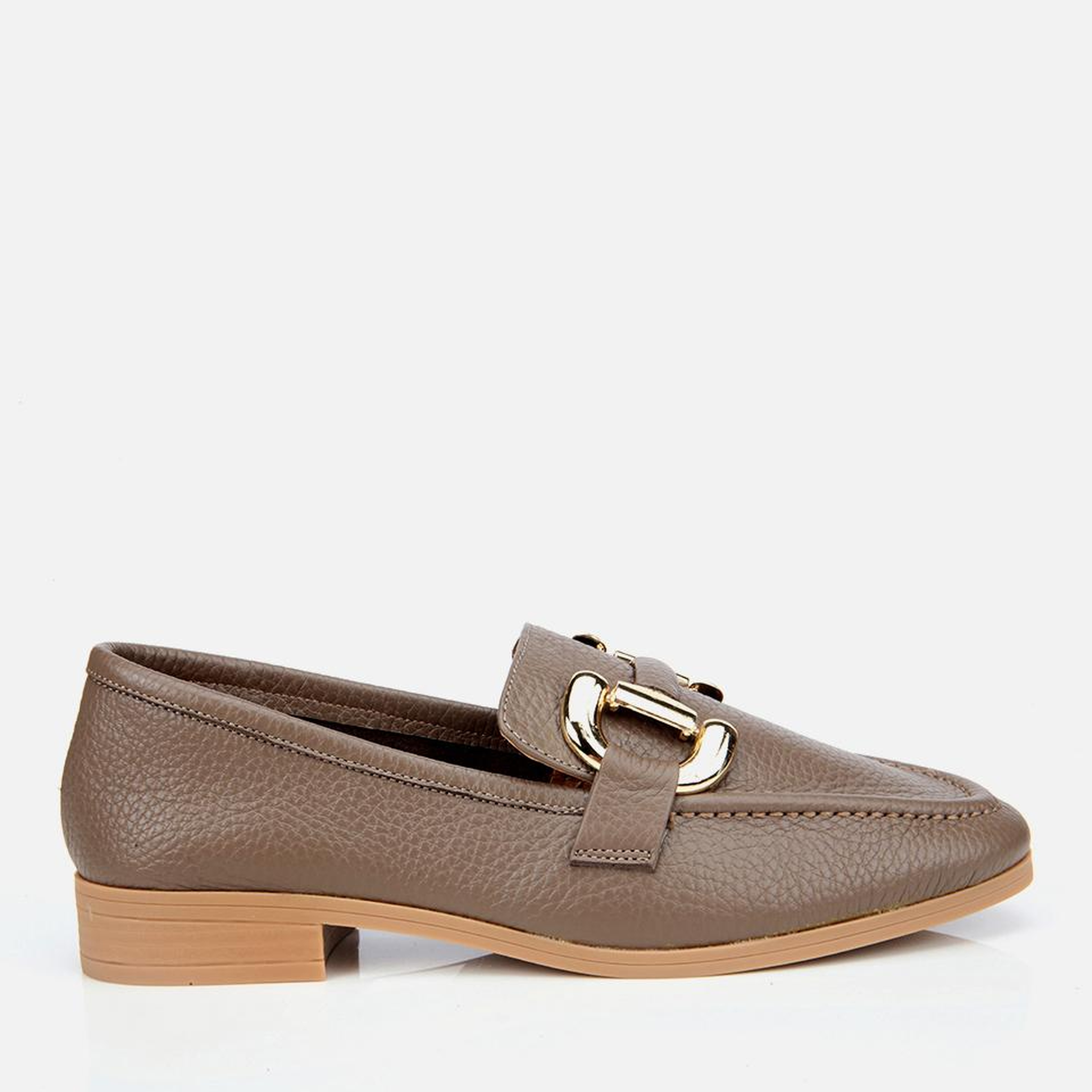 Kadın Deri Vizon Tokalı Klasik Loafer