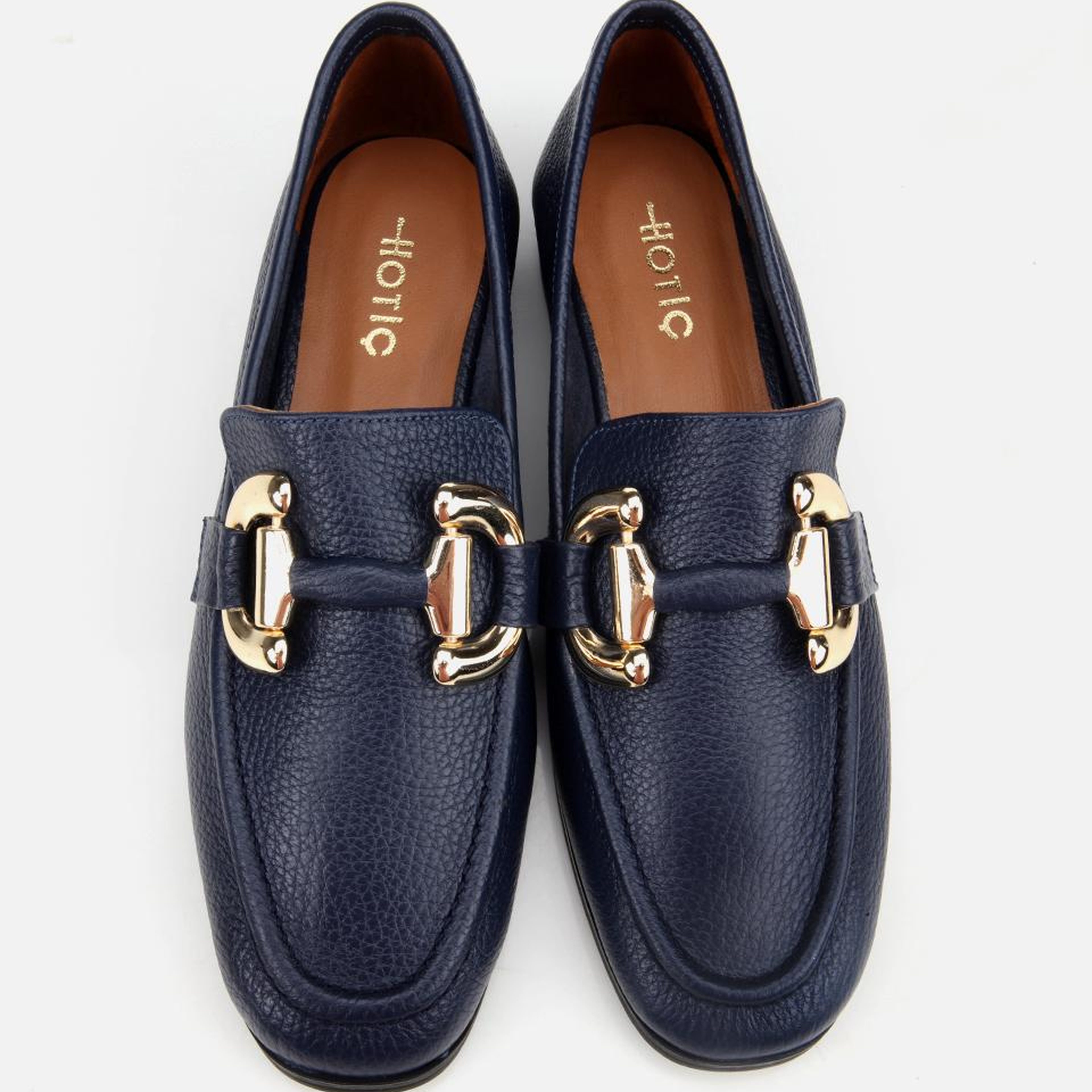 Kadın Deri Lacivert Tokalı Klasik Loafer
