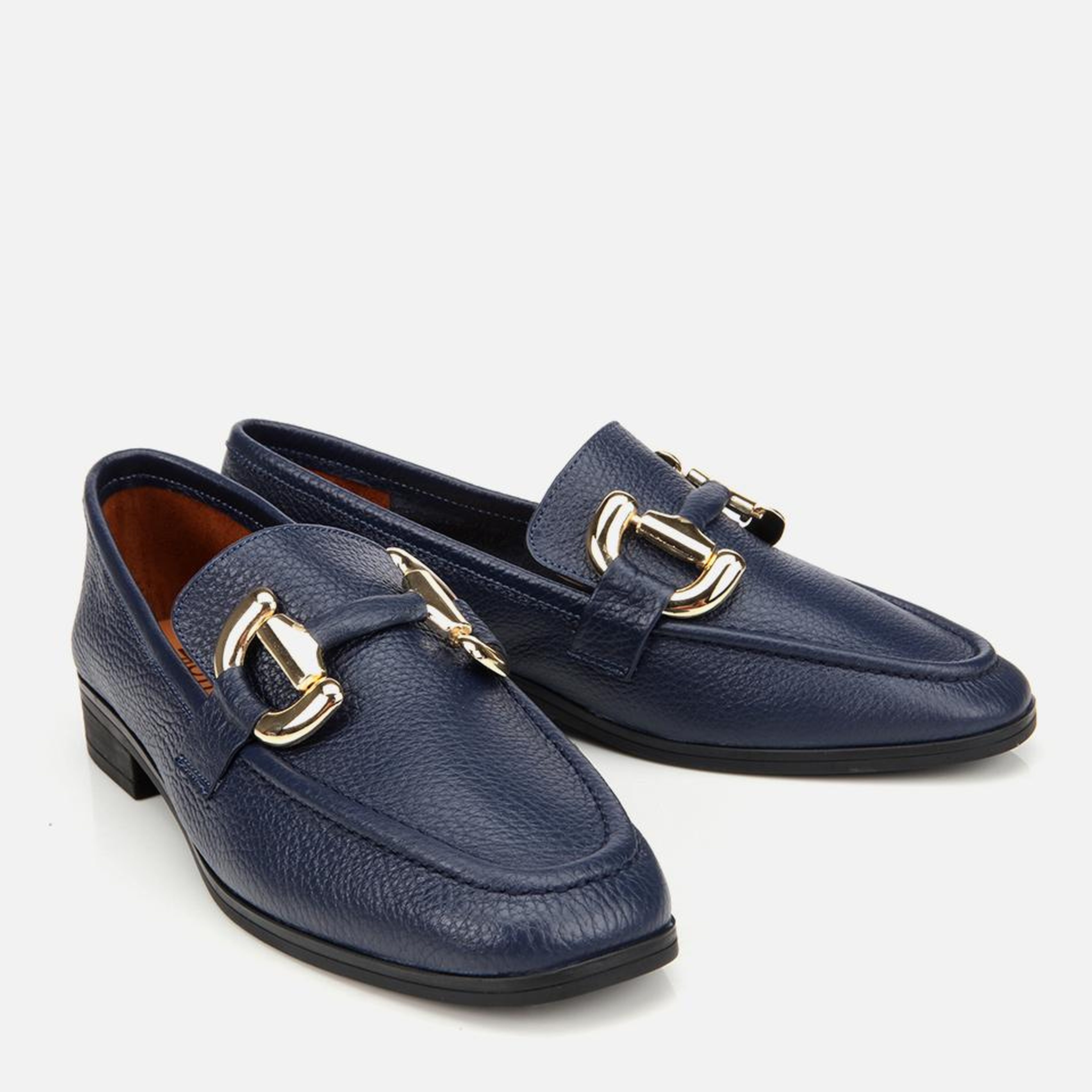 Kadın Deri Lacivert Tokalı Klasik Loafer