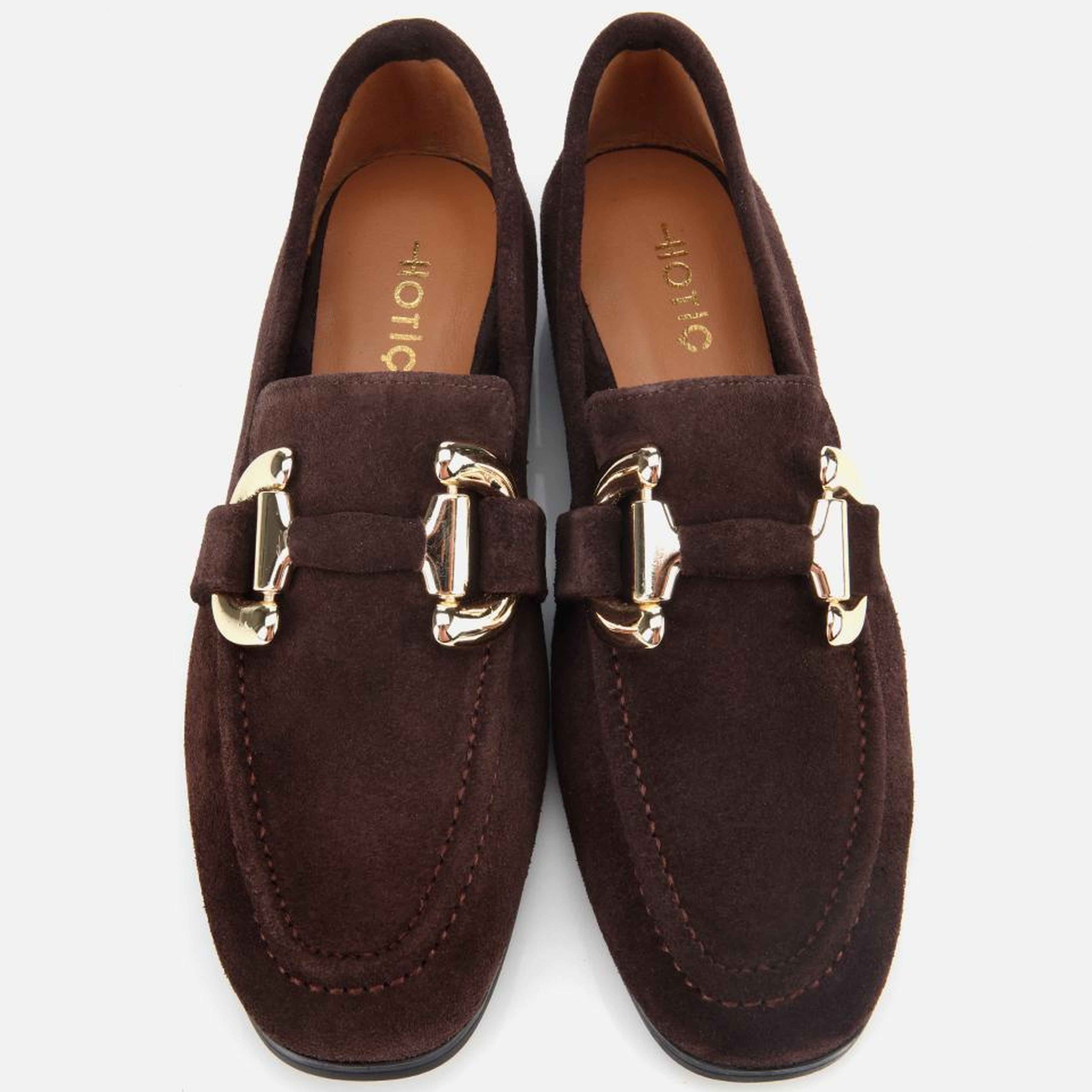 Kadın Süet Deri Kahverengi Tokalı Klasik Loafer