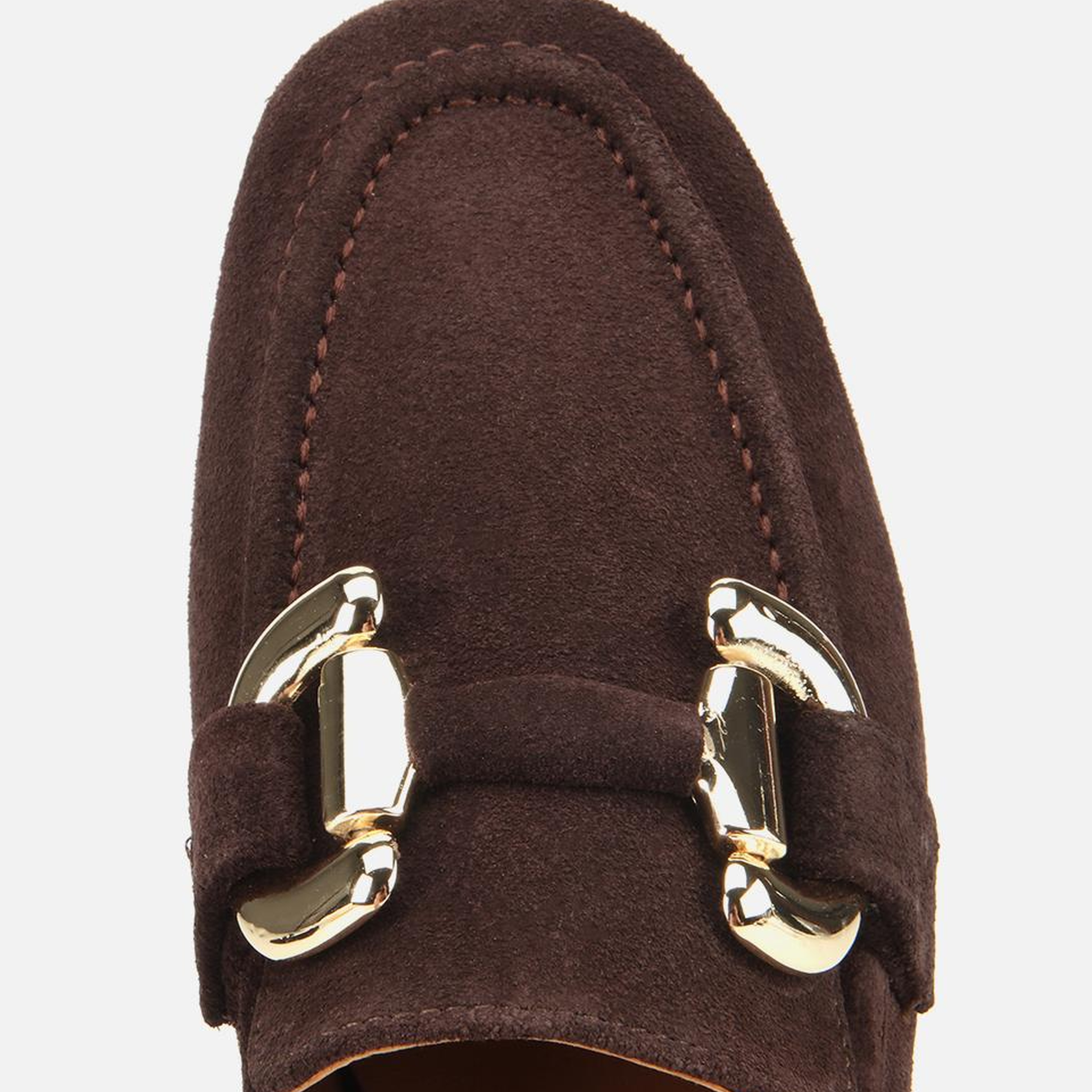 Kadın Süet Deri Kahverengi Tokalı Klasik Loafer