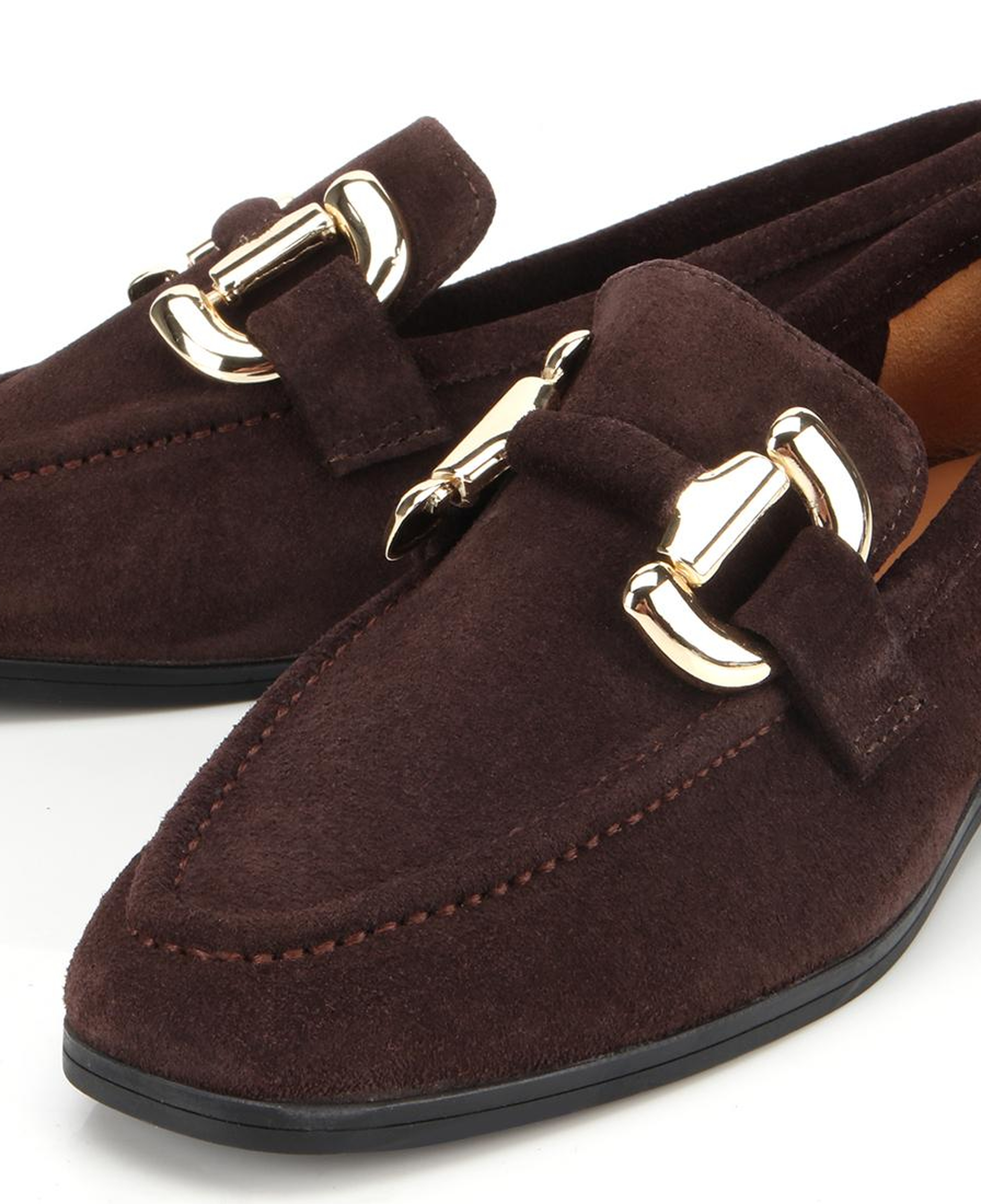 Kadın Süet Deri Kahverengi Tokalı Klasik Loafer
