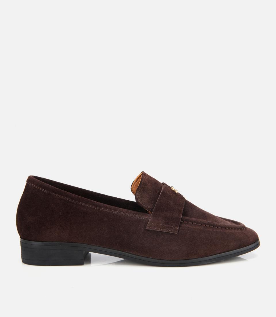Kadın Süet Deri Kahverengi Yumuşak Dokulu Klasik Loafer