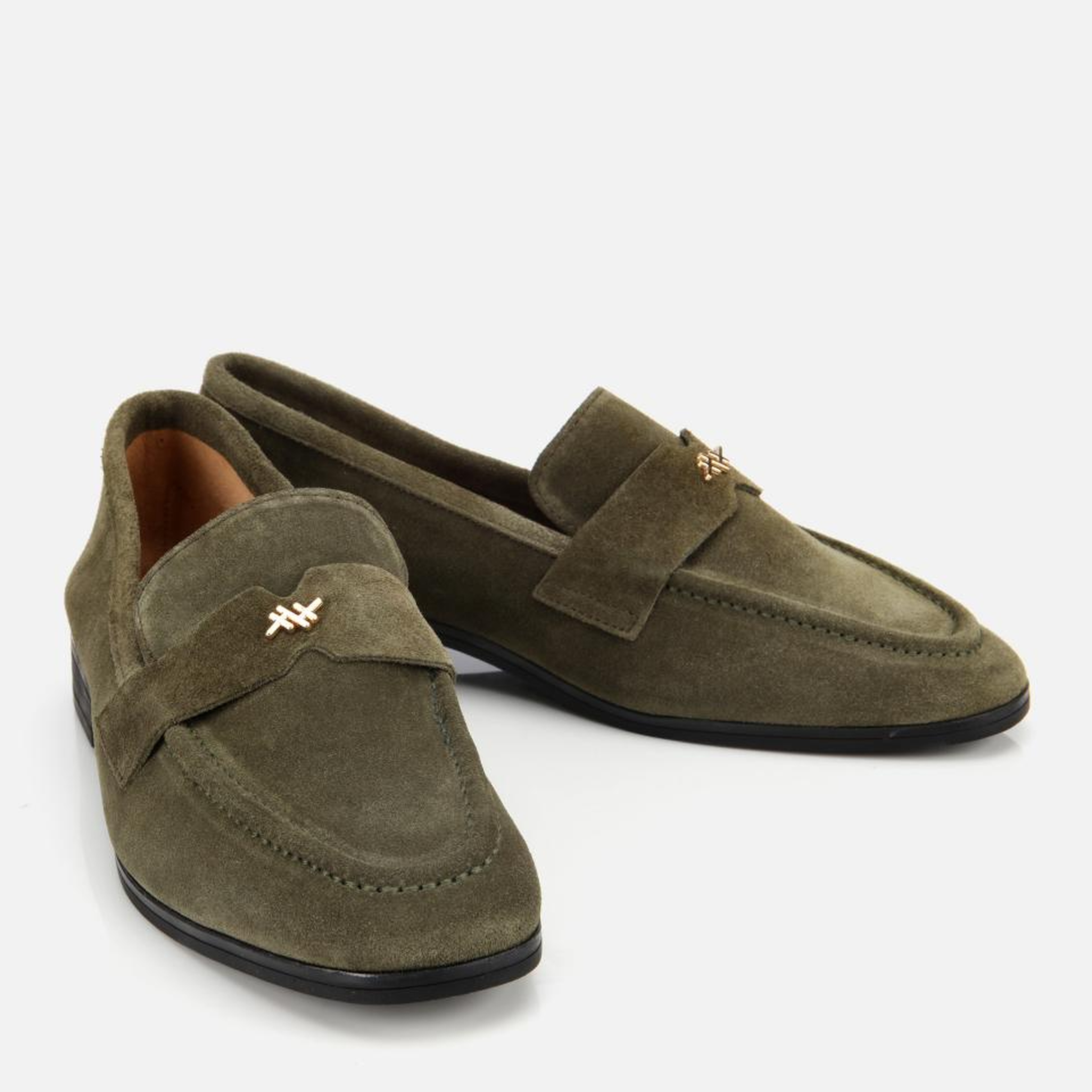 Kadın Süet Deri Haki Yumuşak Dokulu Klasik Loafer