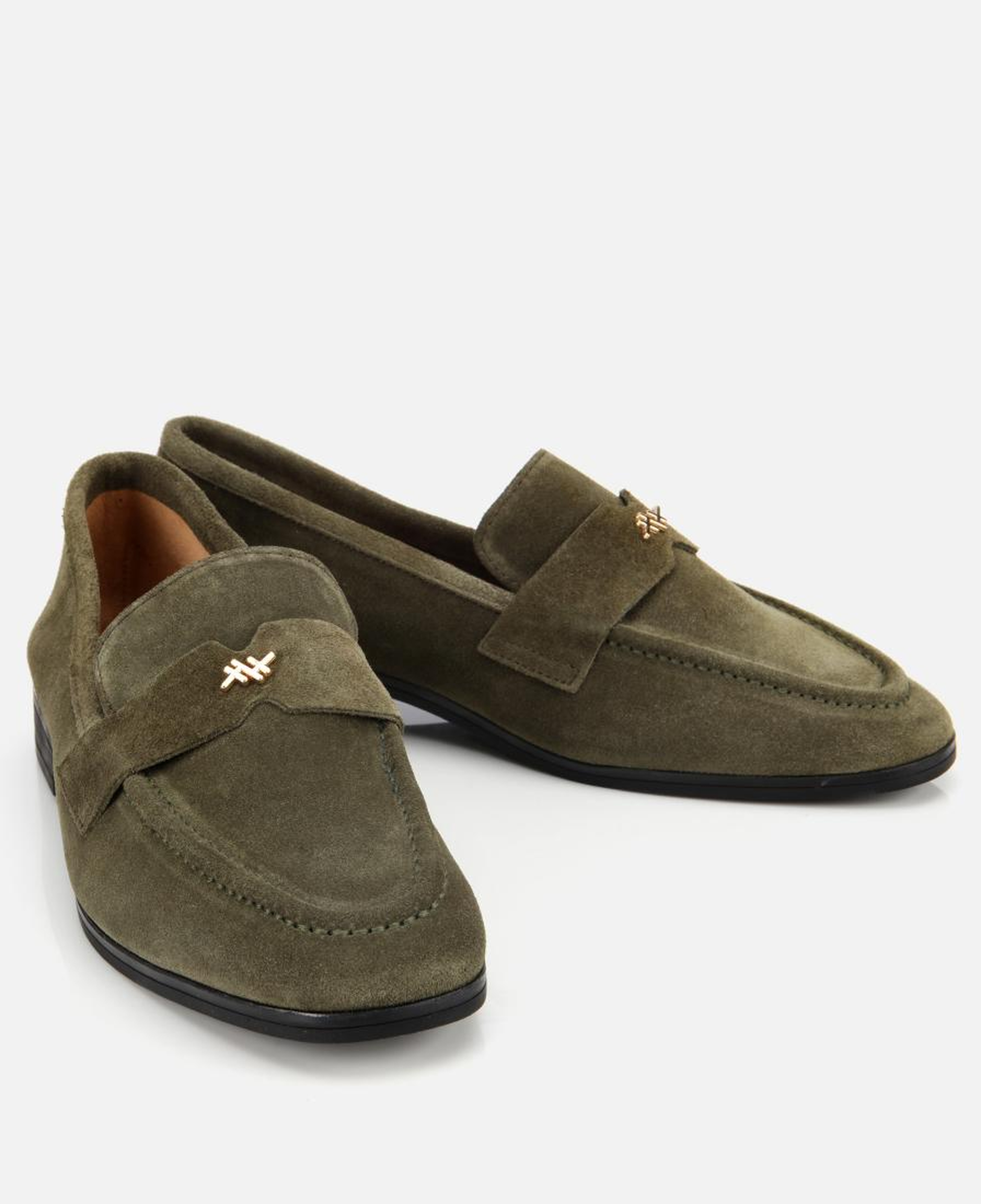 Kadın Süet Deri Haki Yumuşak Dokulu Klasik Loafer