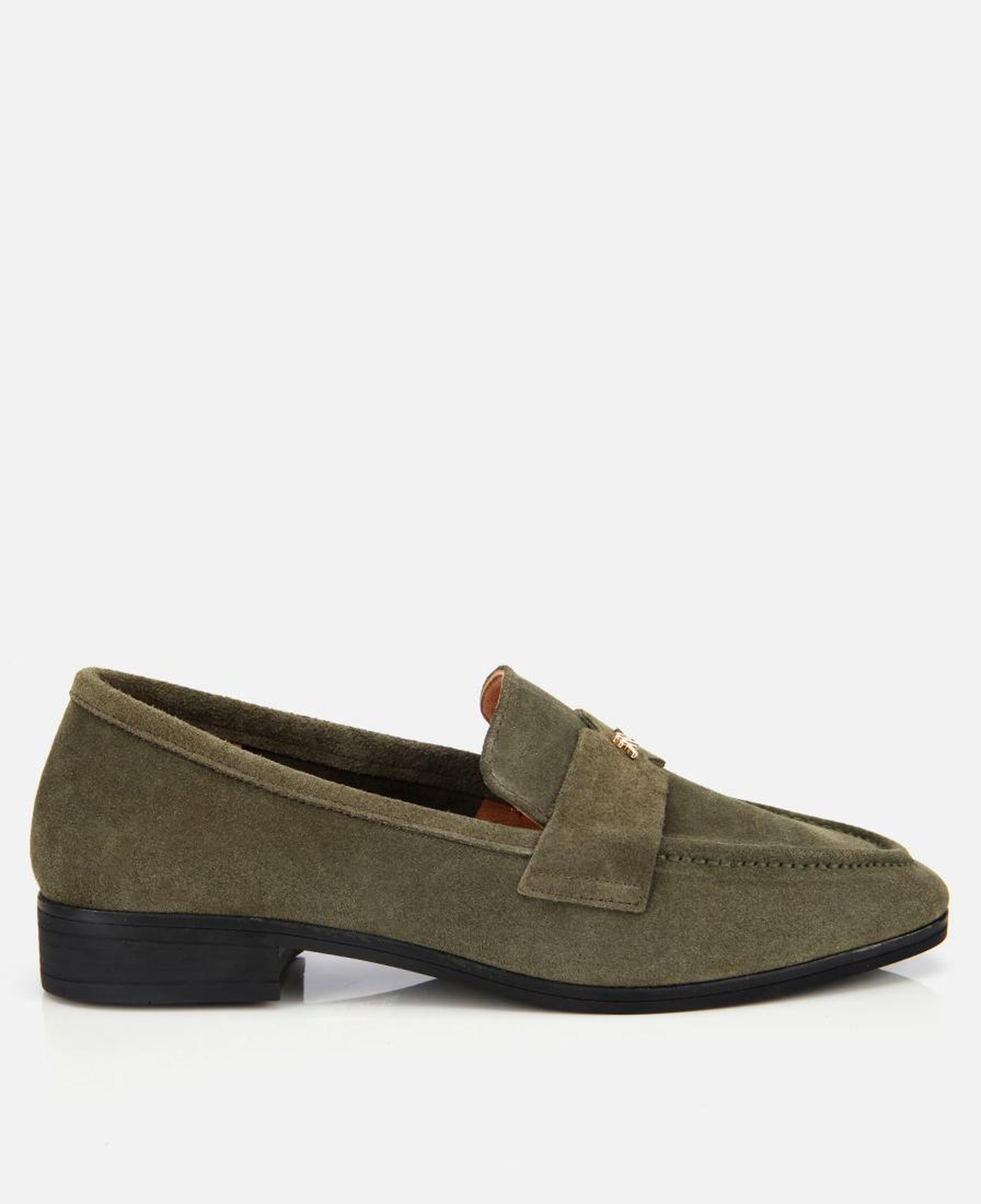 Kadın Süet Deri Haki Yumuşak Dokulu Klasik Loafer