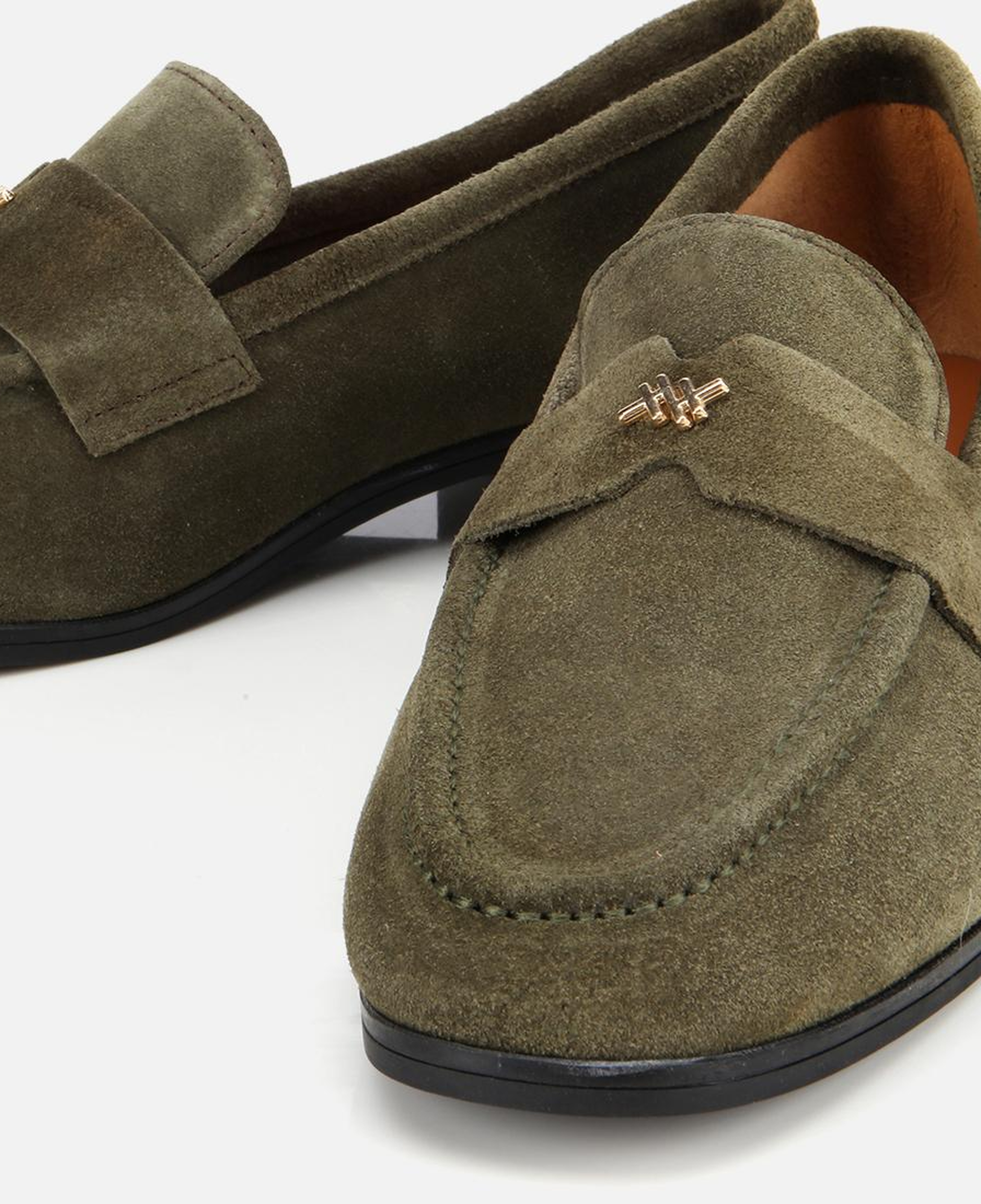 Kadın Süet Deri Haki Yumuşak Dokulu Klasik Loafer