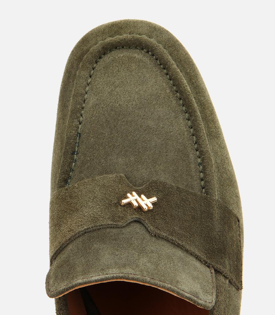 Kadın Süet Deri Haki Yumuşak Dokulu Klasik Loafer