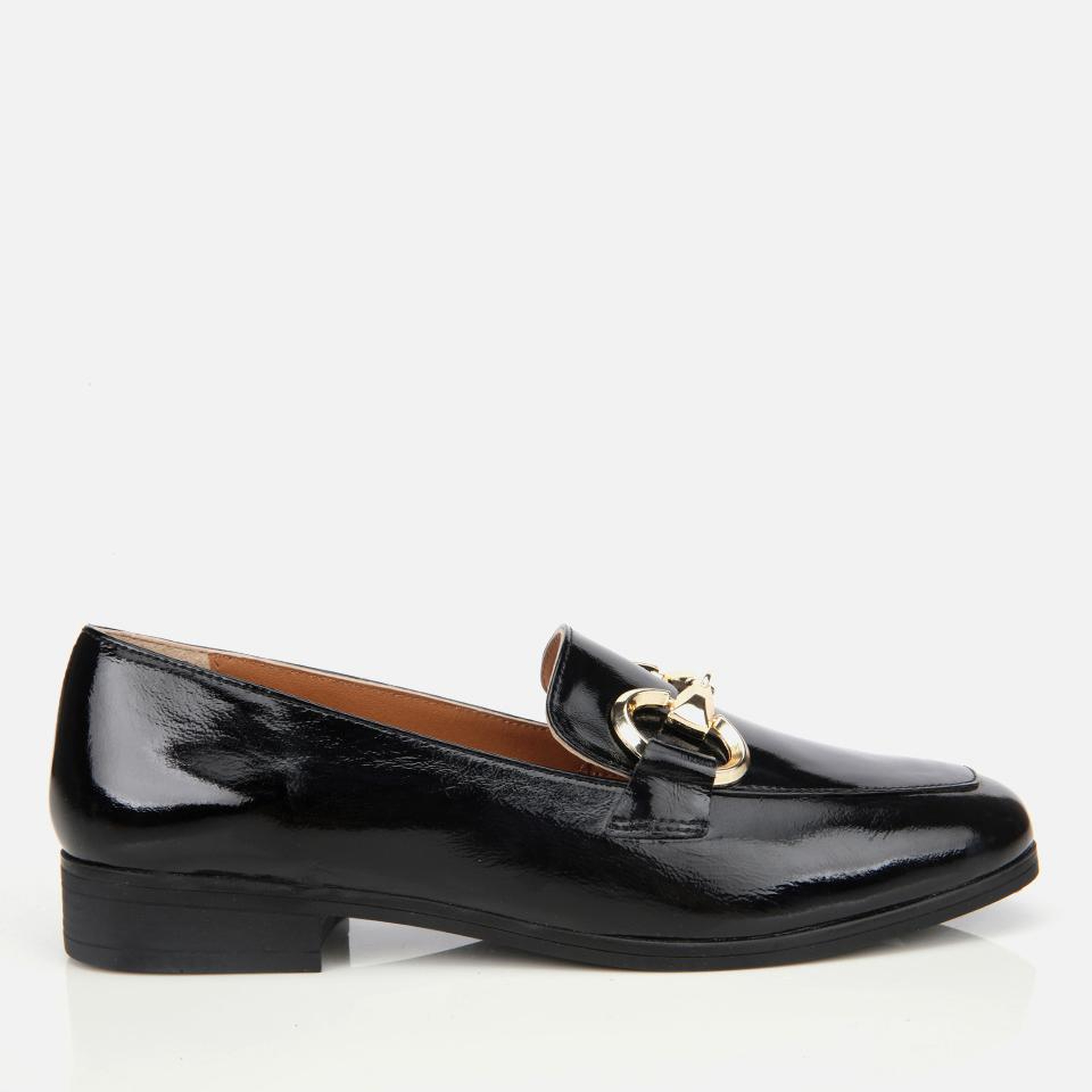 Kadın Rugan Deri Siyah Tokalı Klasik Loafer