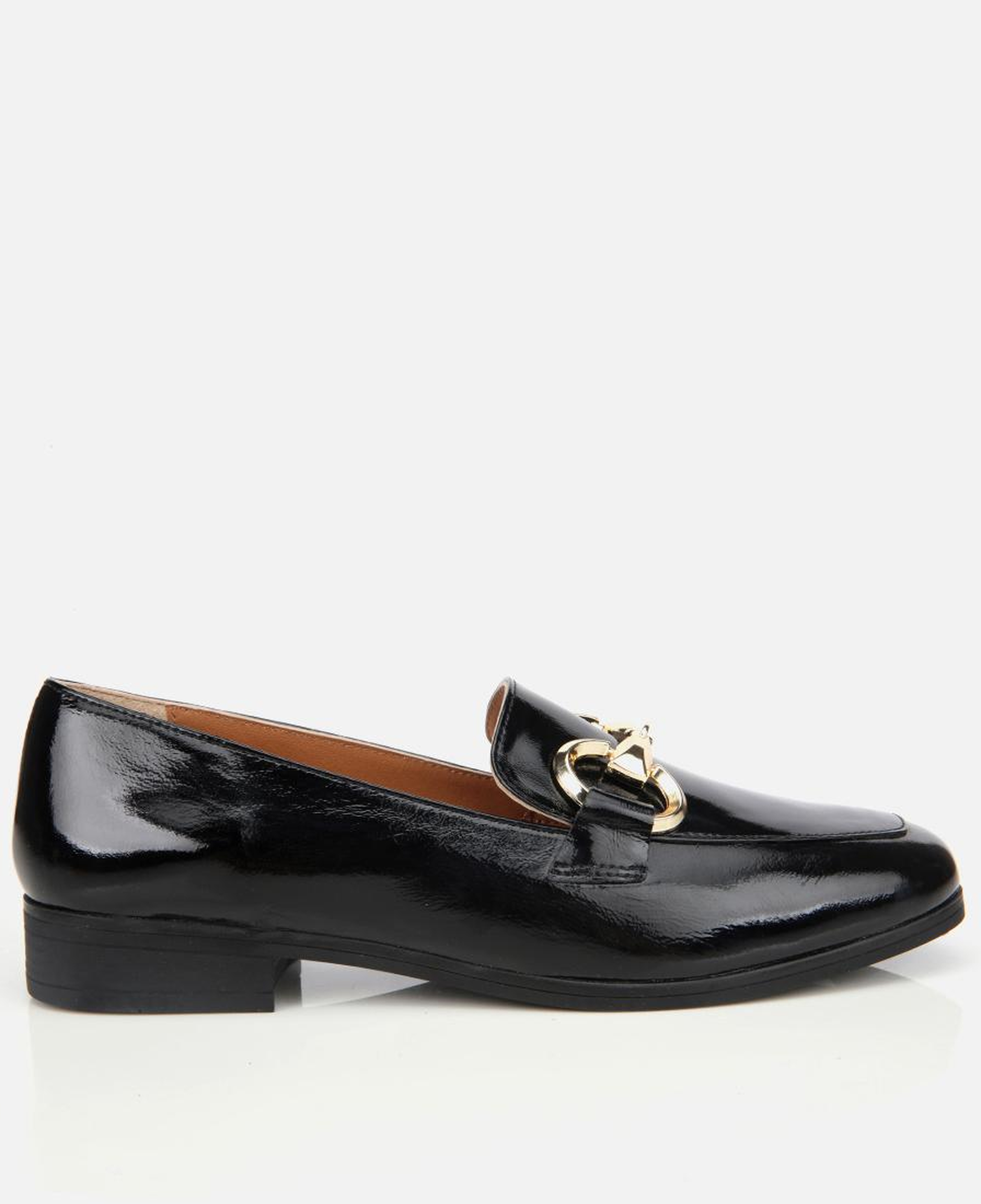 Kadın Rugan Deri Siyah Tokalı Klasik Loafer