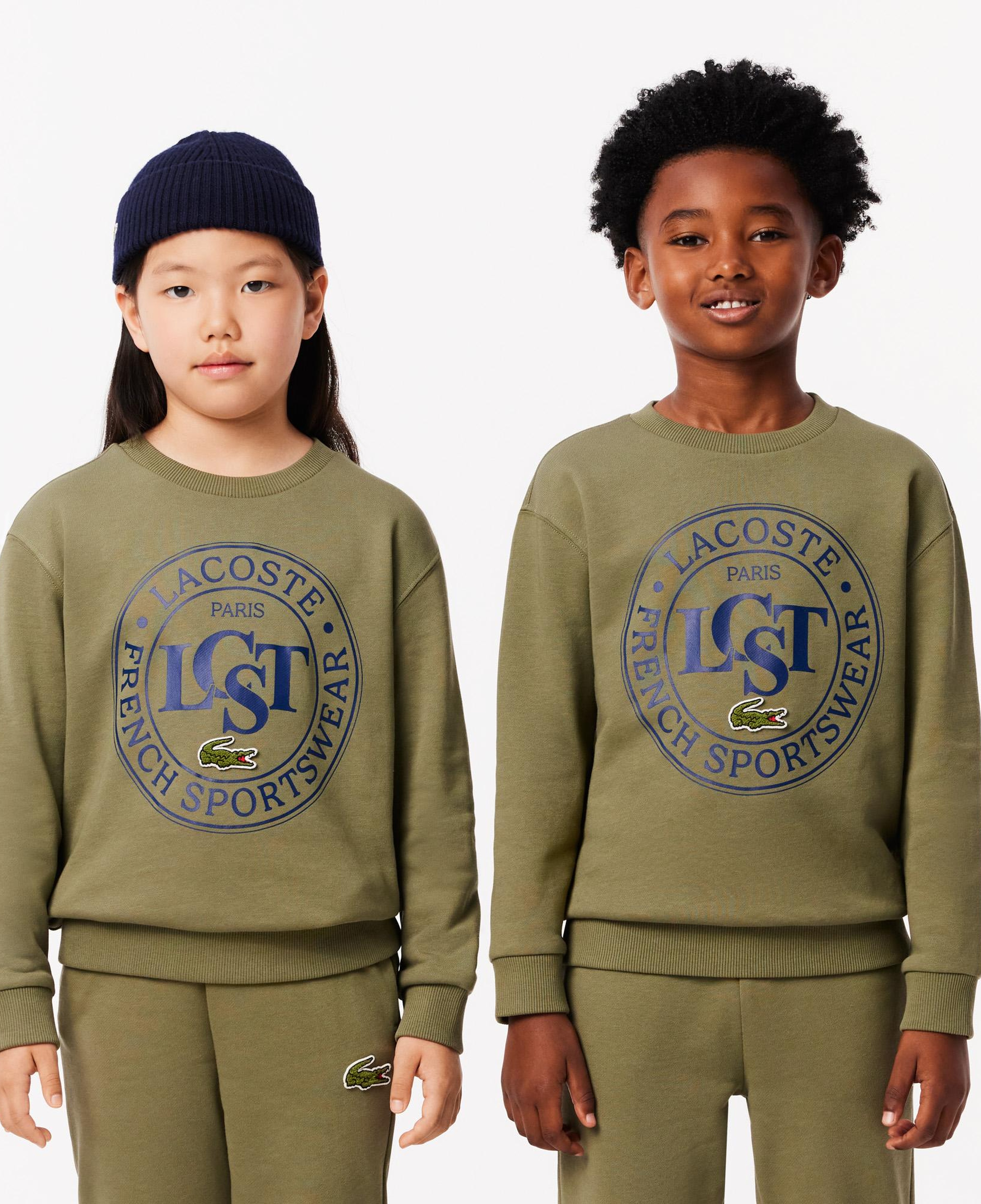 Lacoste Çocuk Bisiklet Yaka Baskılı Haki Sweatshirt