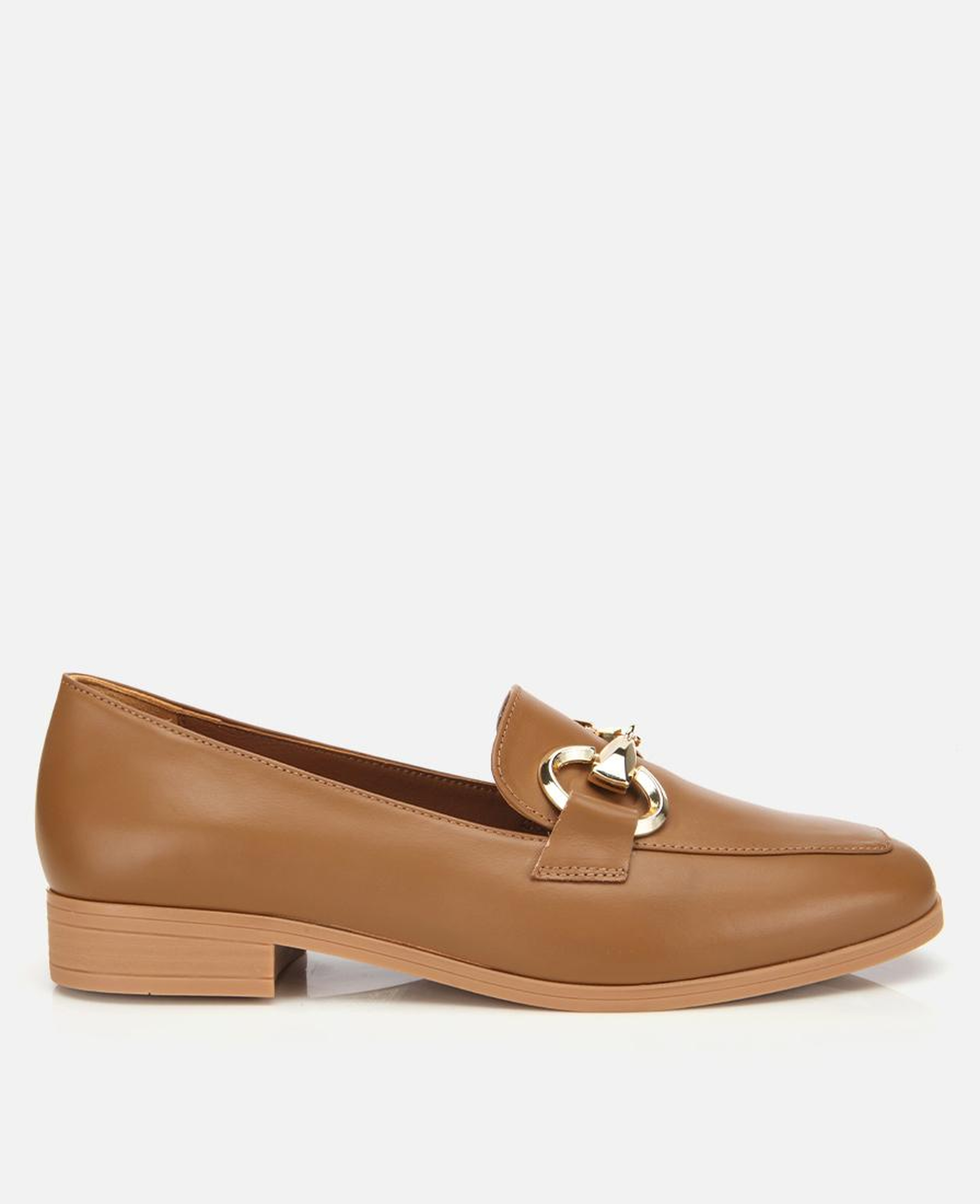Kadın Deri Kahverengi Tokalı Klasik Loafer