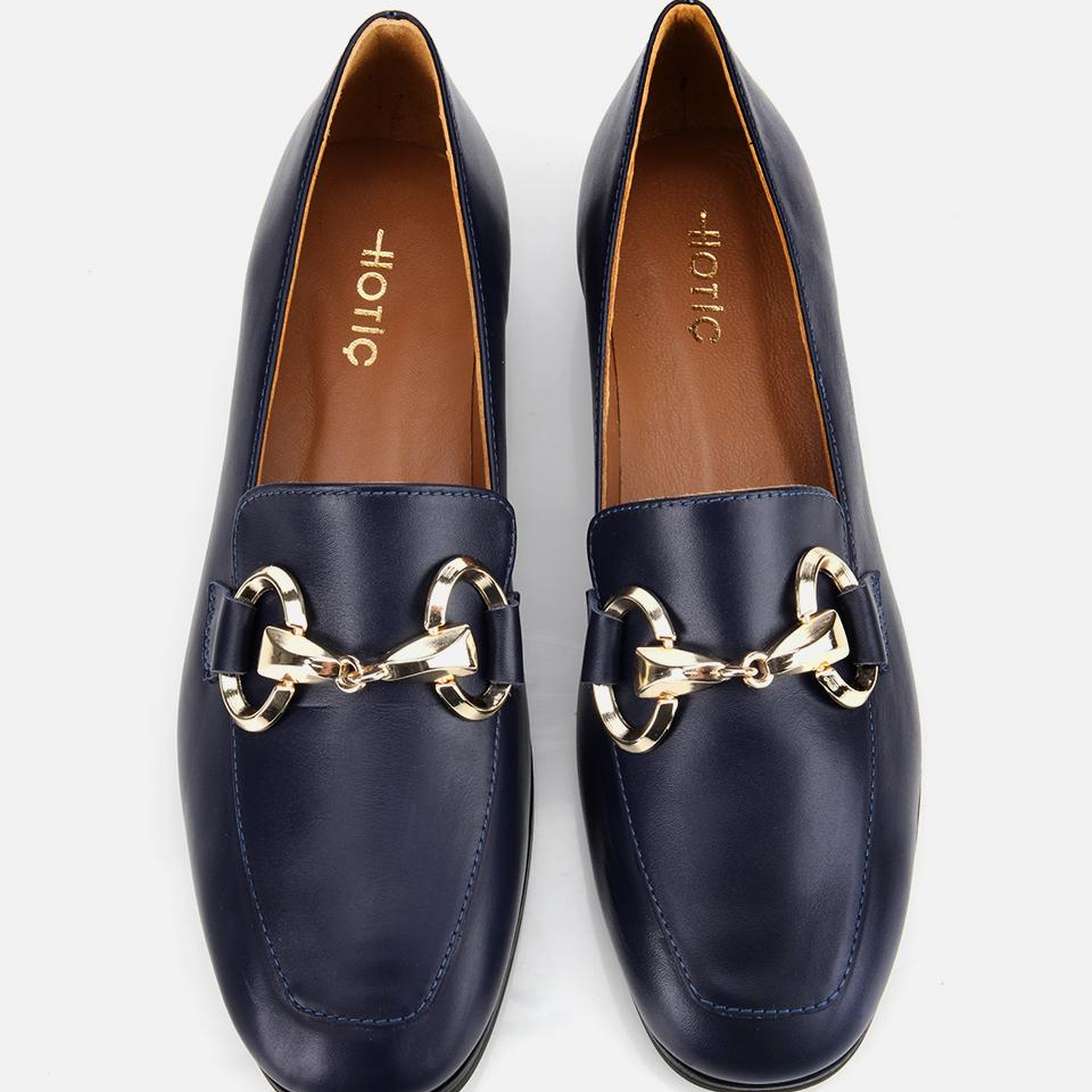 Kadın Deri Lacivert Tokalı Klasik Loafer
