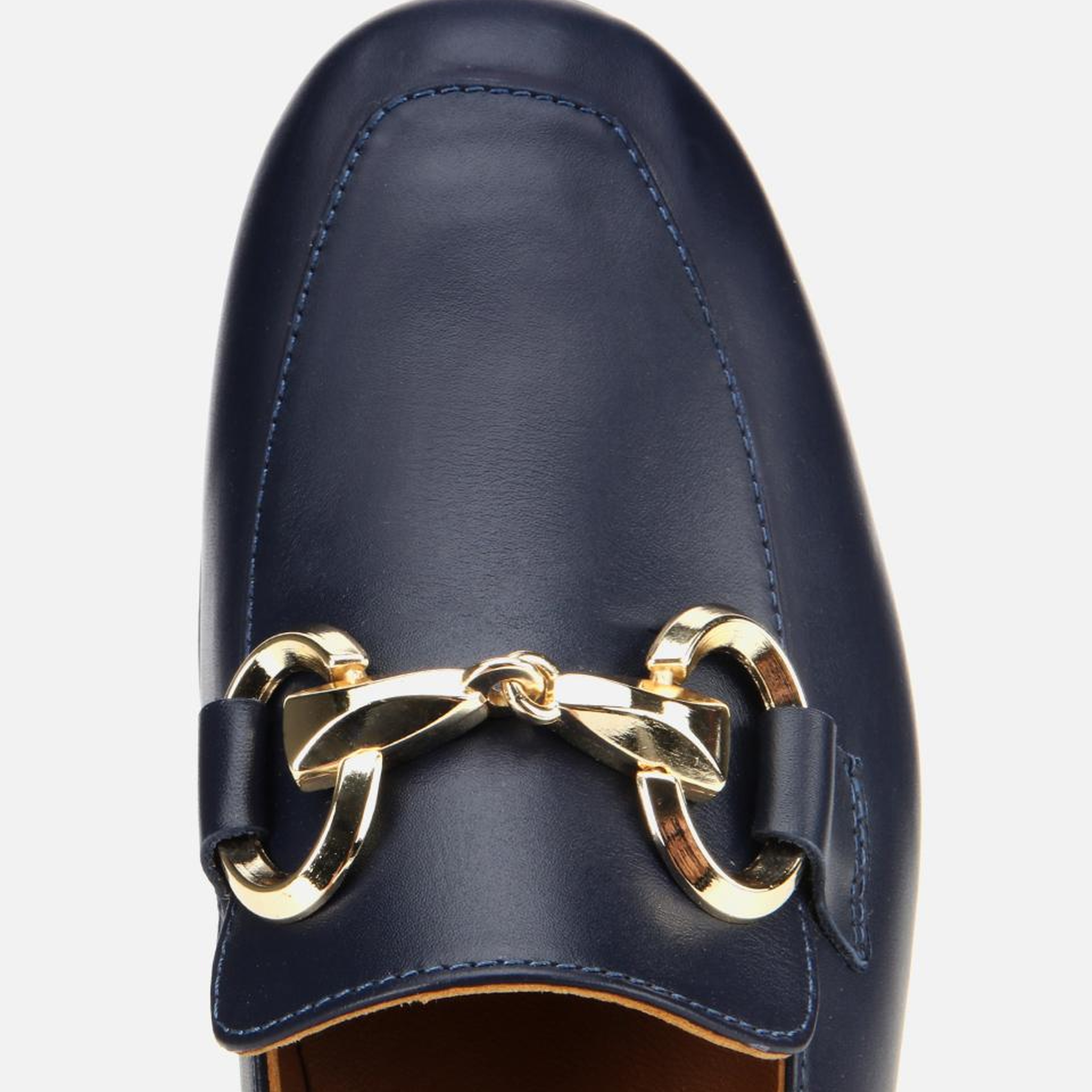 Kadın Deri Lacivert Tokalı Klasik Loafer