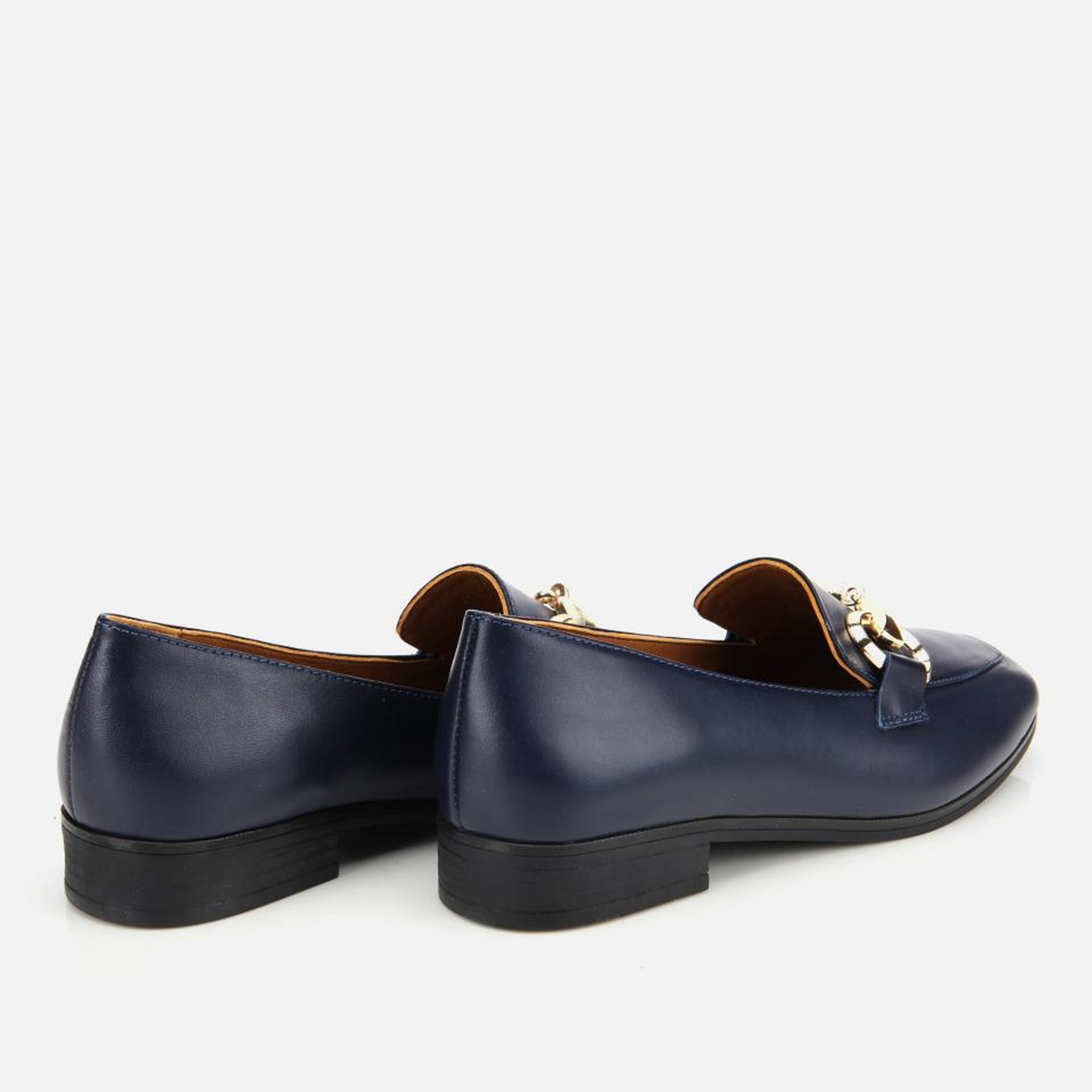 Kadın Deri Lacivert Tokalı Klasik Loafer