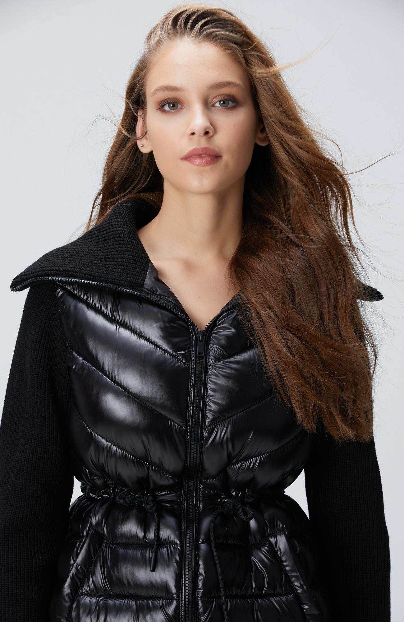 Network Kadın N-Tech Siyah Triko Kollu Puffer Mont