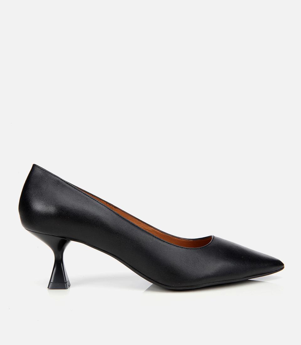 Kadın Deri Siyah Esnek Tabanlı İnce Topuklu Stiletto