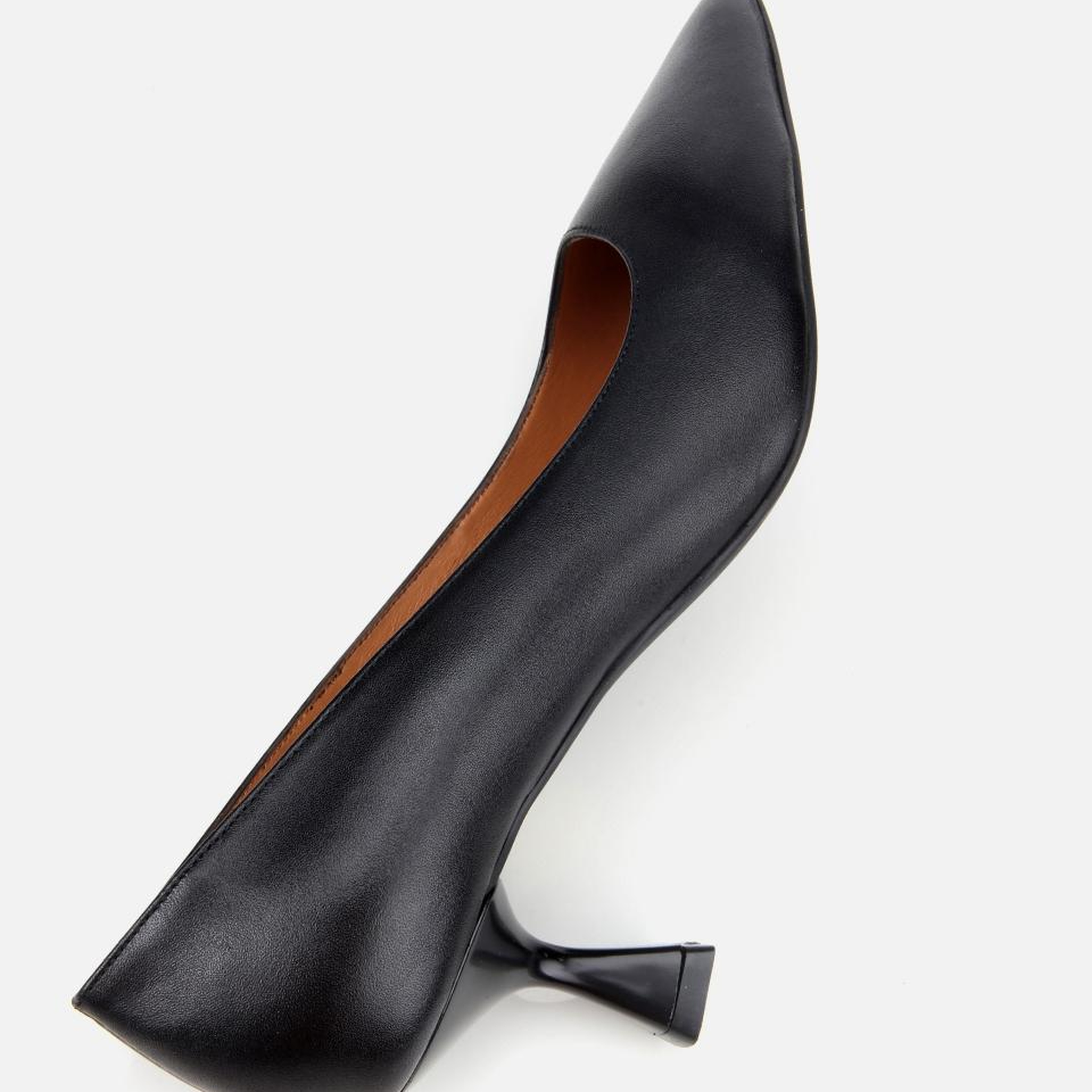 Kadın Deri Siyah Esnek Tabanlı İnce Topuklu Stiletto
