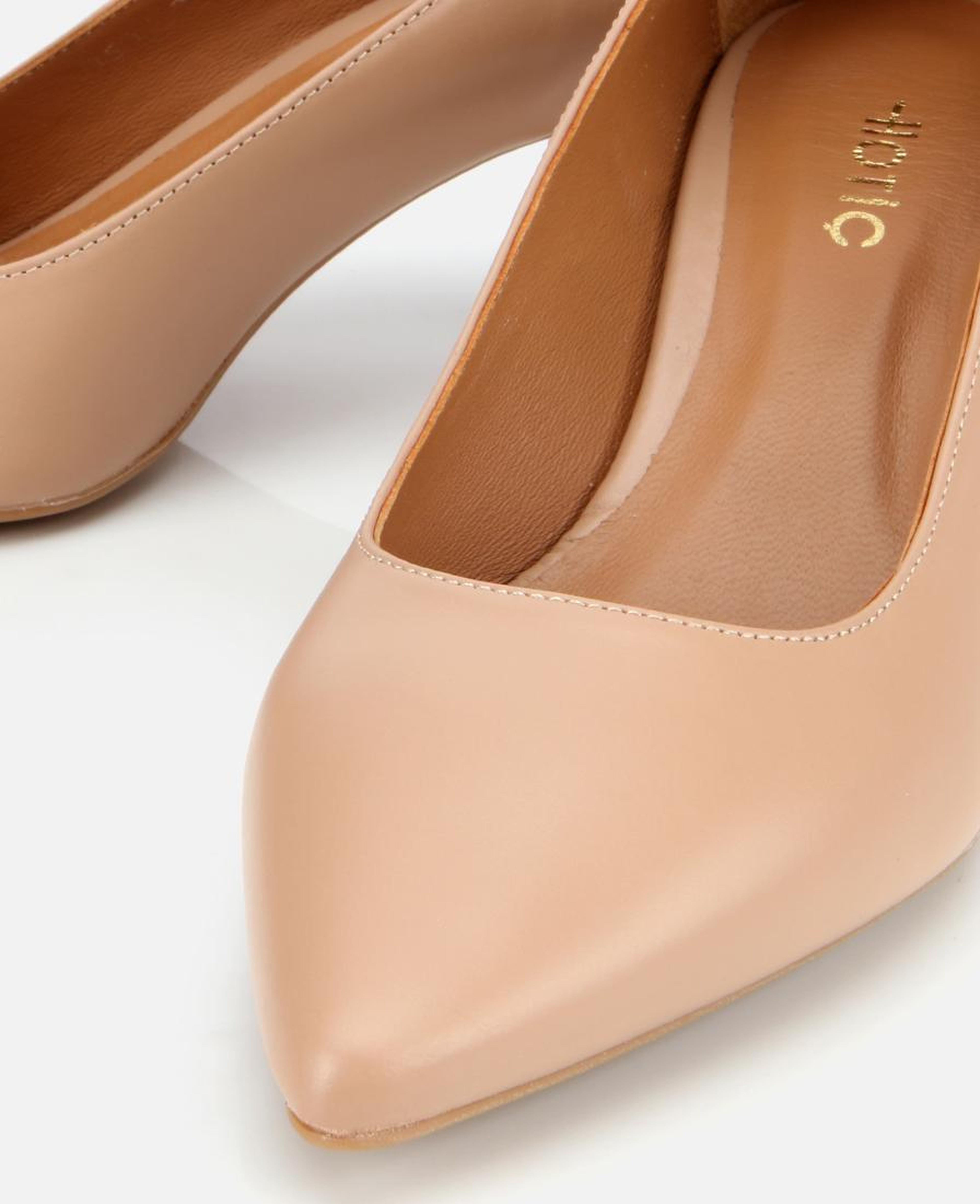 Kadın Deri Bej Esnek Tabanlı İnce Topuklu Stiletto