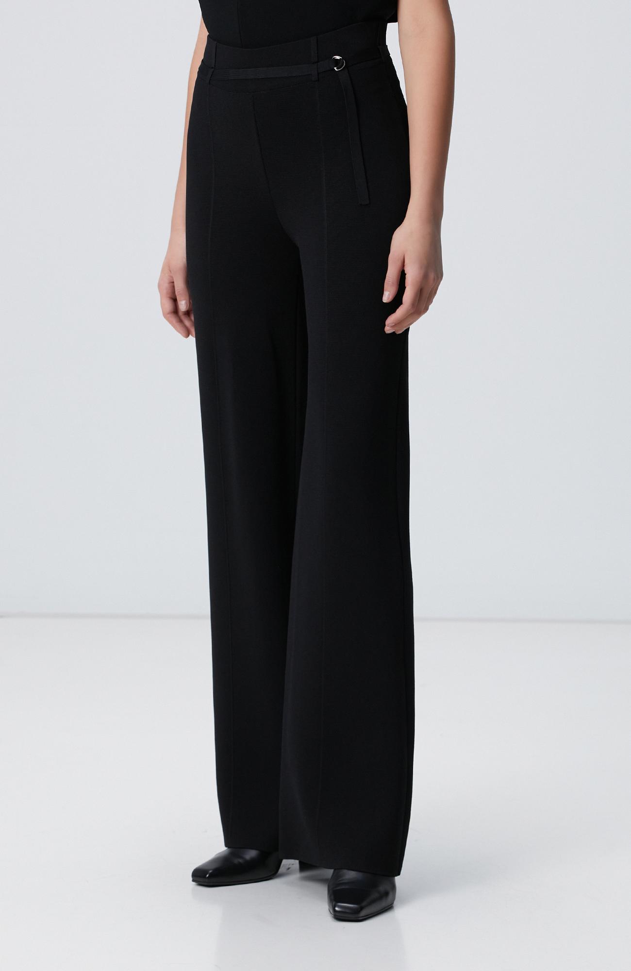 Network Kadın Siyah Dökümlü Bol Paça Triko Pantolon