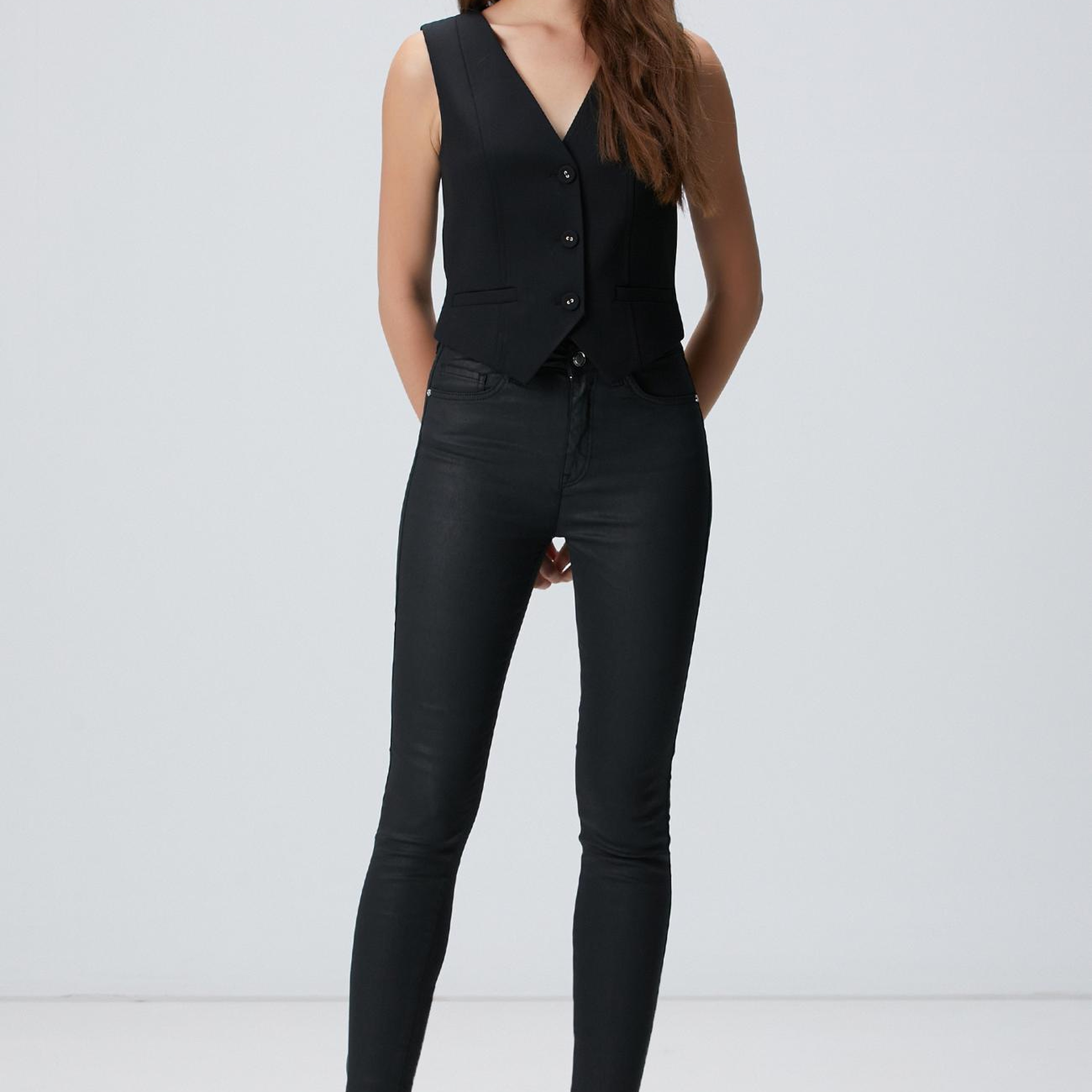 Network Kadın Siyah Kaplamalı Skinny Denim Pantolon
