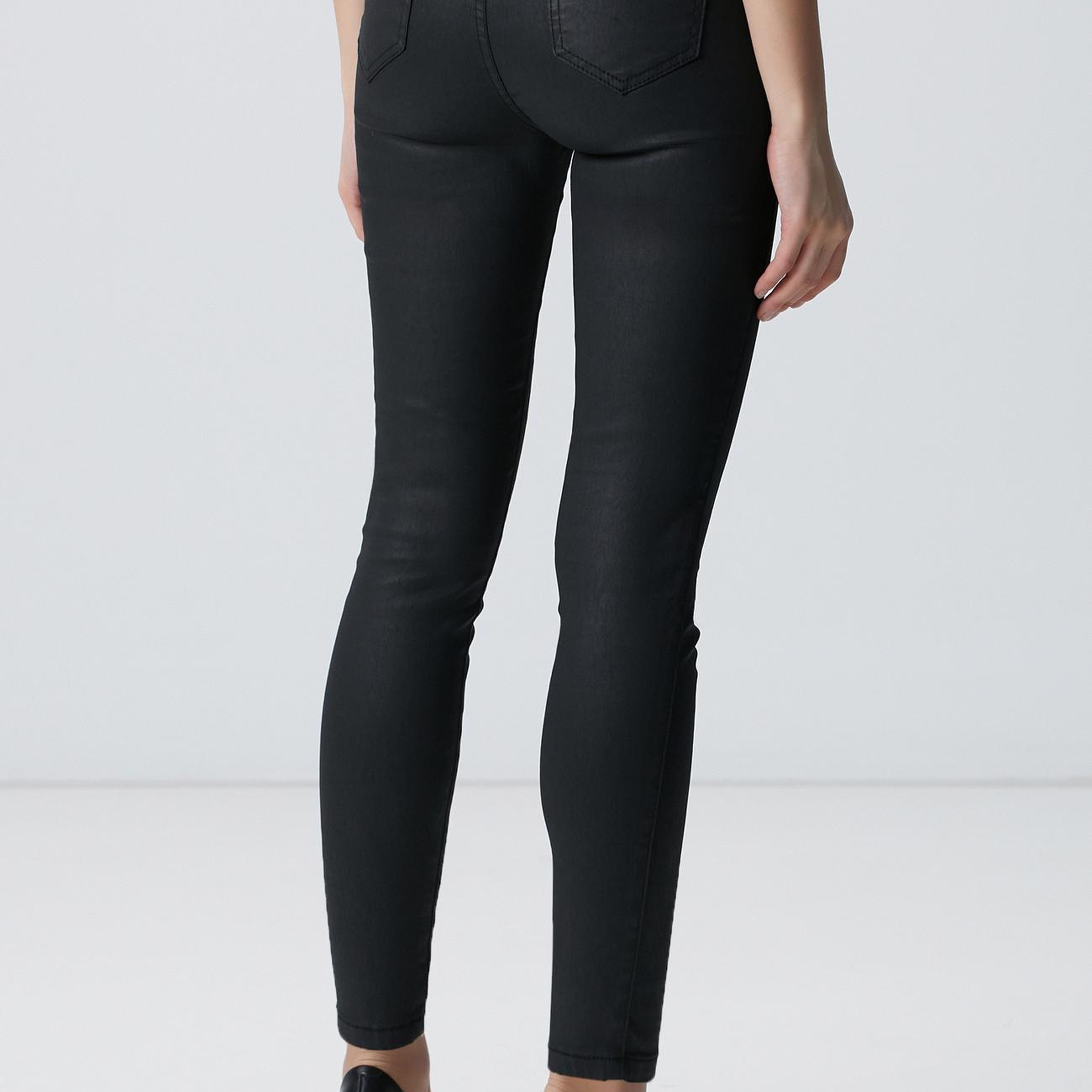 Network Kadın Siyah Kaplamalı Skinny Denim Pantolon