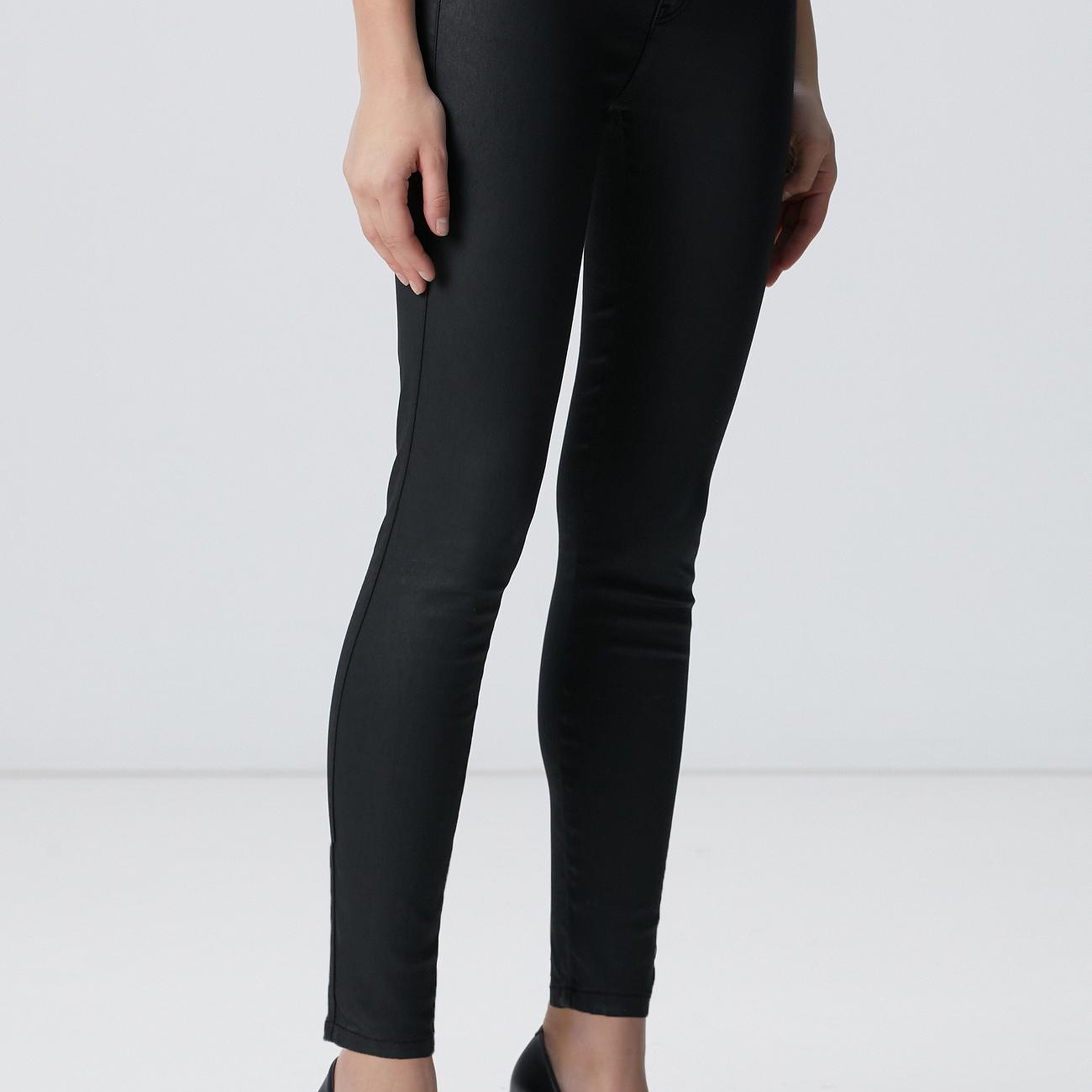 Network Kadın Siyah Kaplamalı Skinny Denim Pantolon