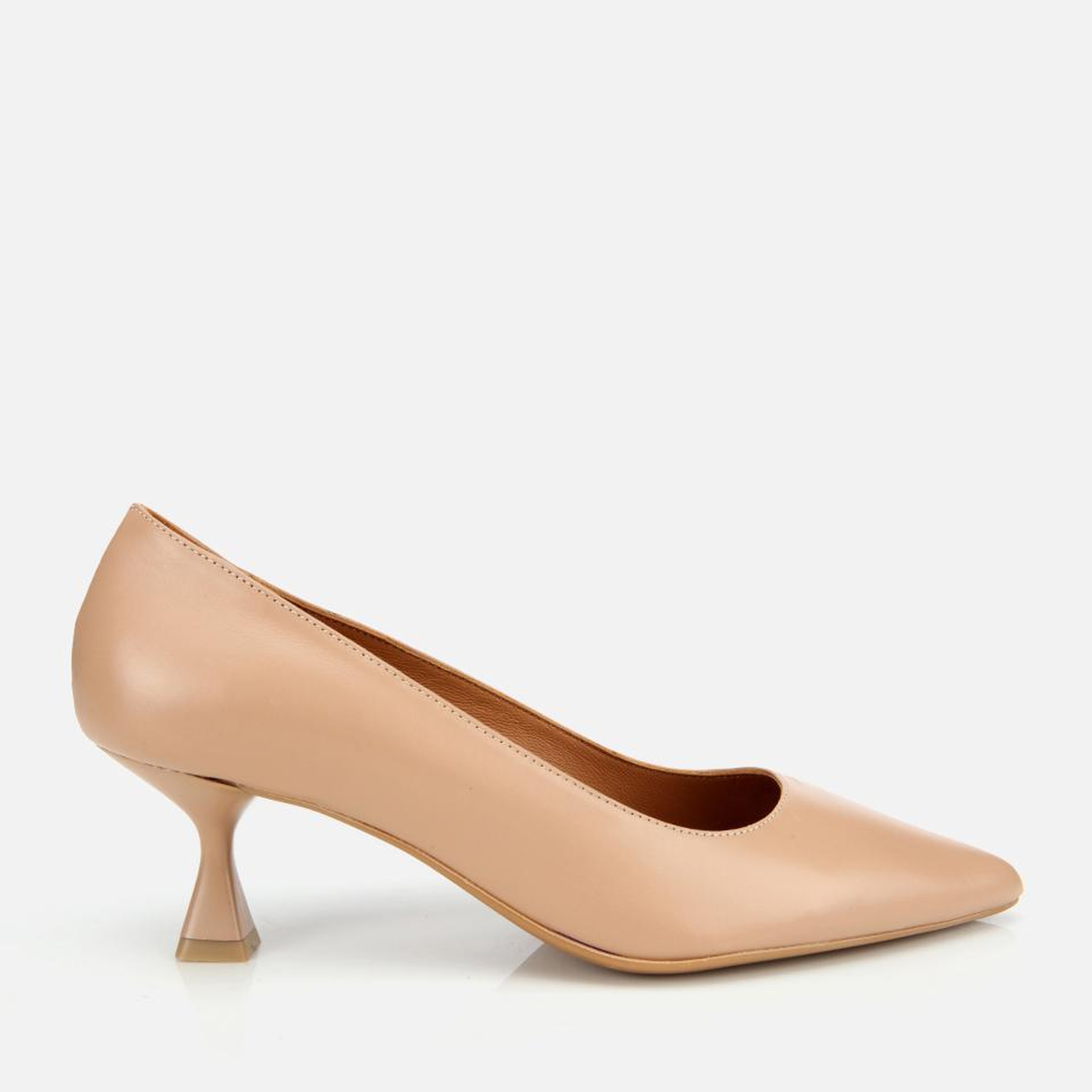 Kadın Deri Bej Esnek Tabanlı İnce Topuklu Stiletto