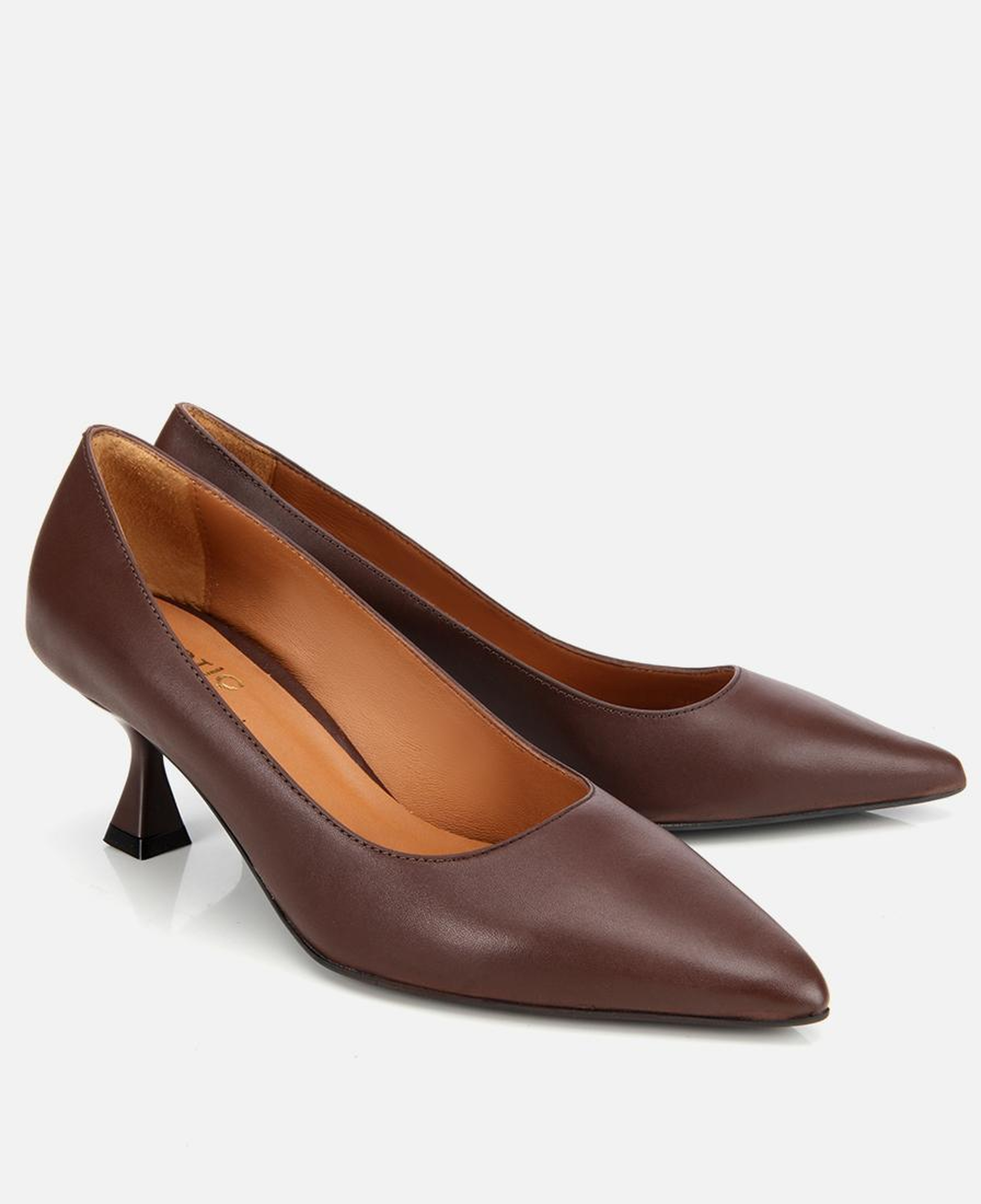 Kadın Deri Kahverengi Esnek Tabanlı İnce Topuklu Stiletto