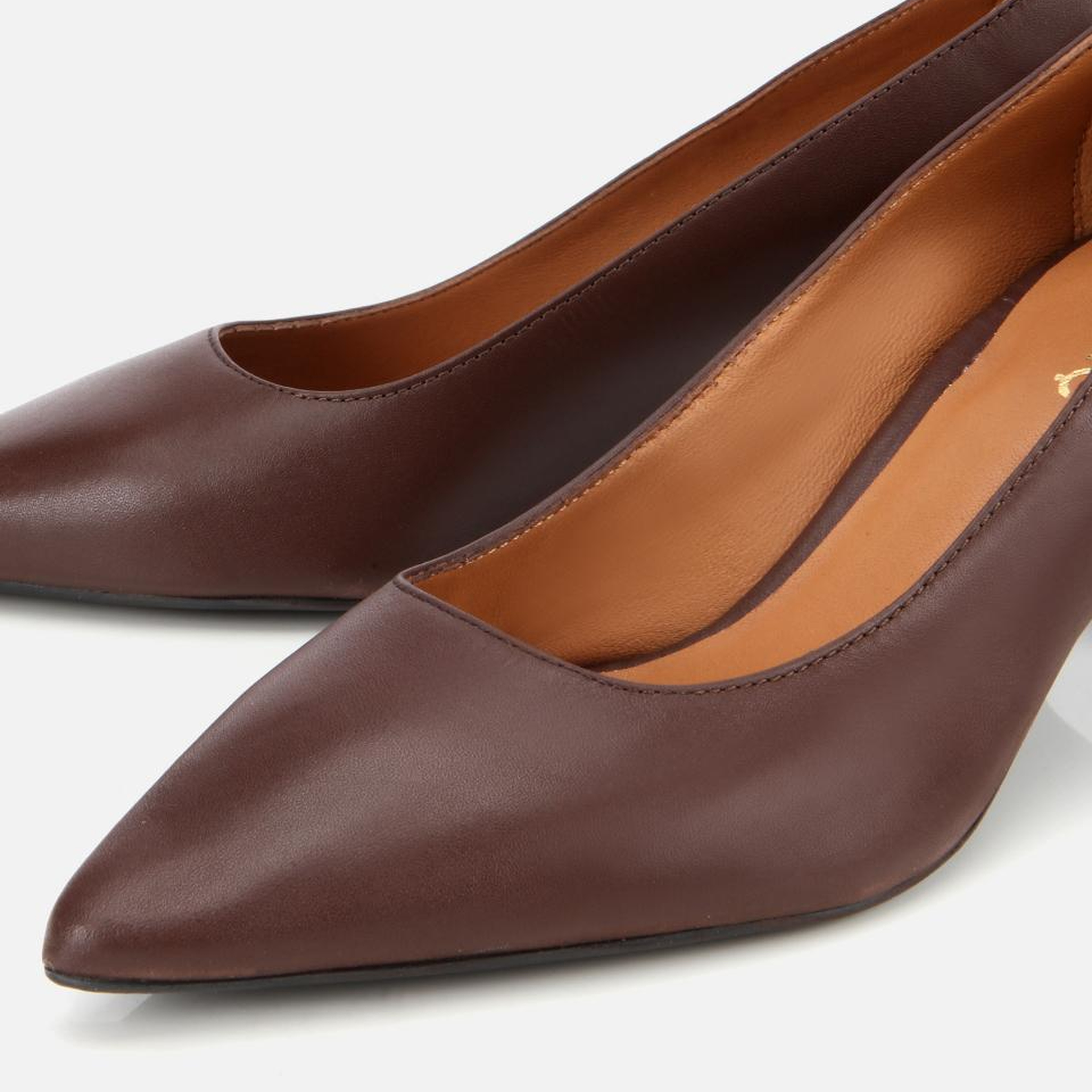 Kadın Deri Kahverengi Esnek Tabanlı İnce Topuklu Stiletto