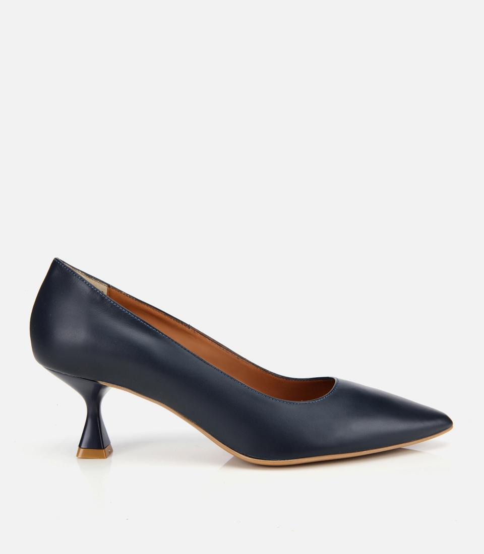 Kadın Deri Lacivert Esnek Tabanlı İnce Topuklu Stiletto