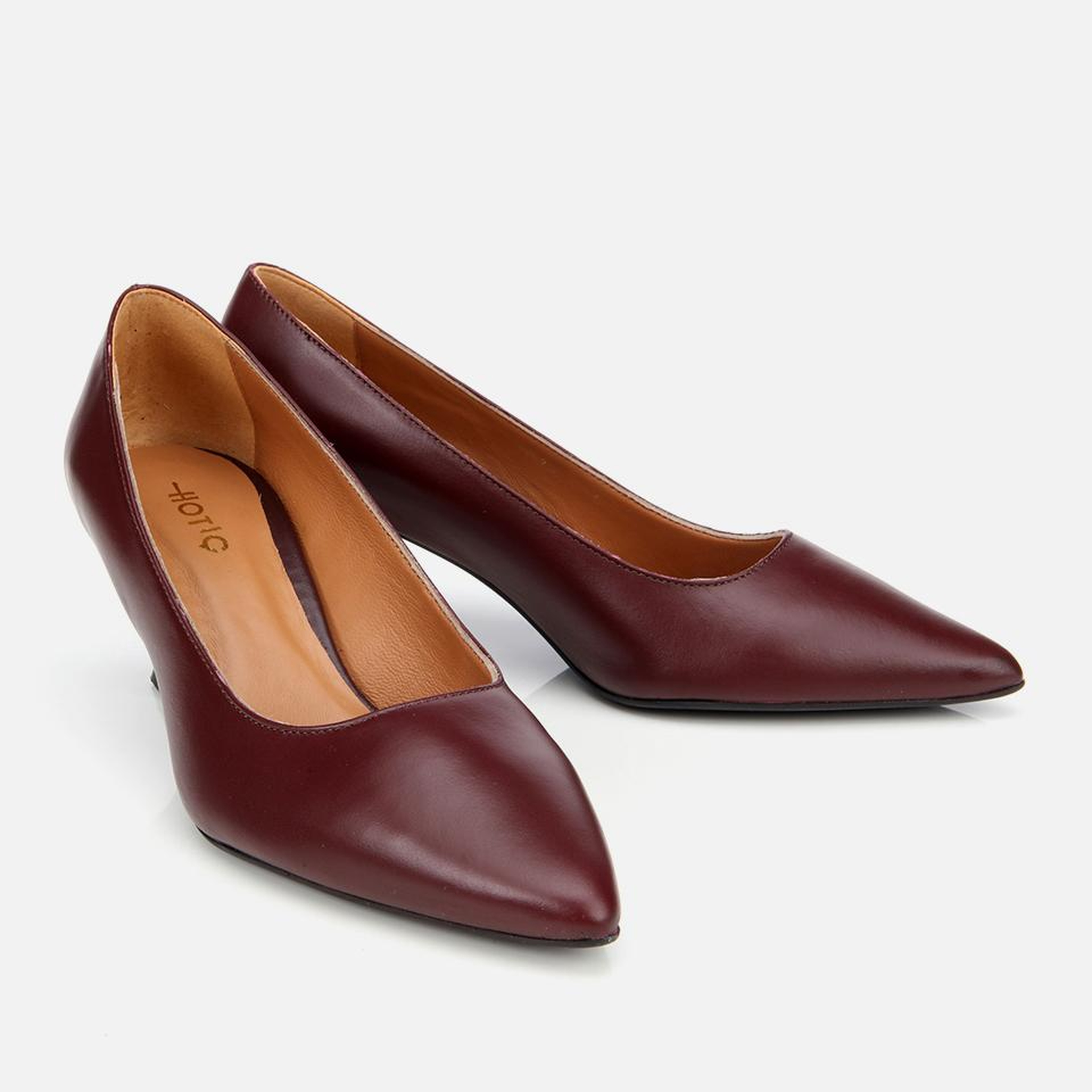 Kadın Deri Bordo Esnek Tabanlı İnce Topuklu Stiletto