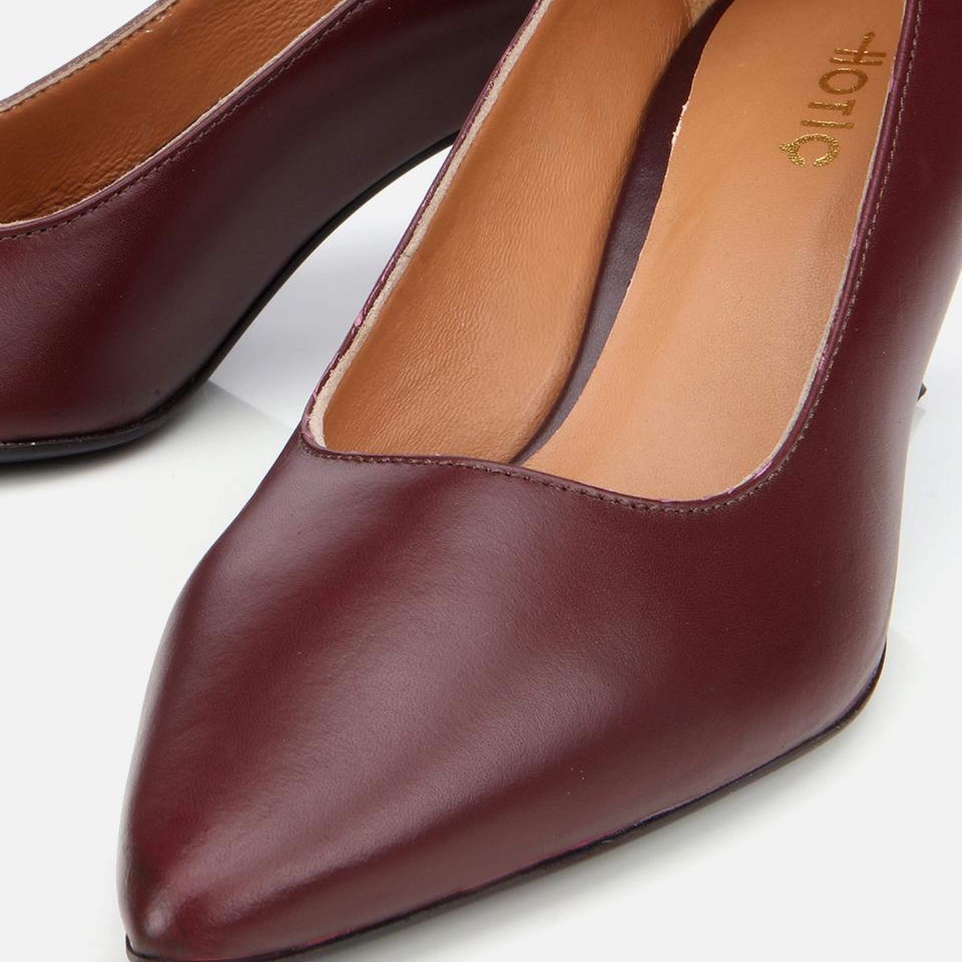 Kadın Deri Bordo Esnek Tabanlı İnce Topuklu Stiletto