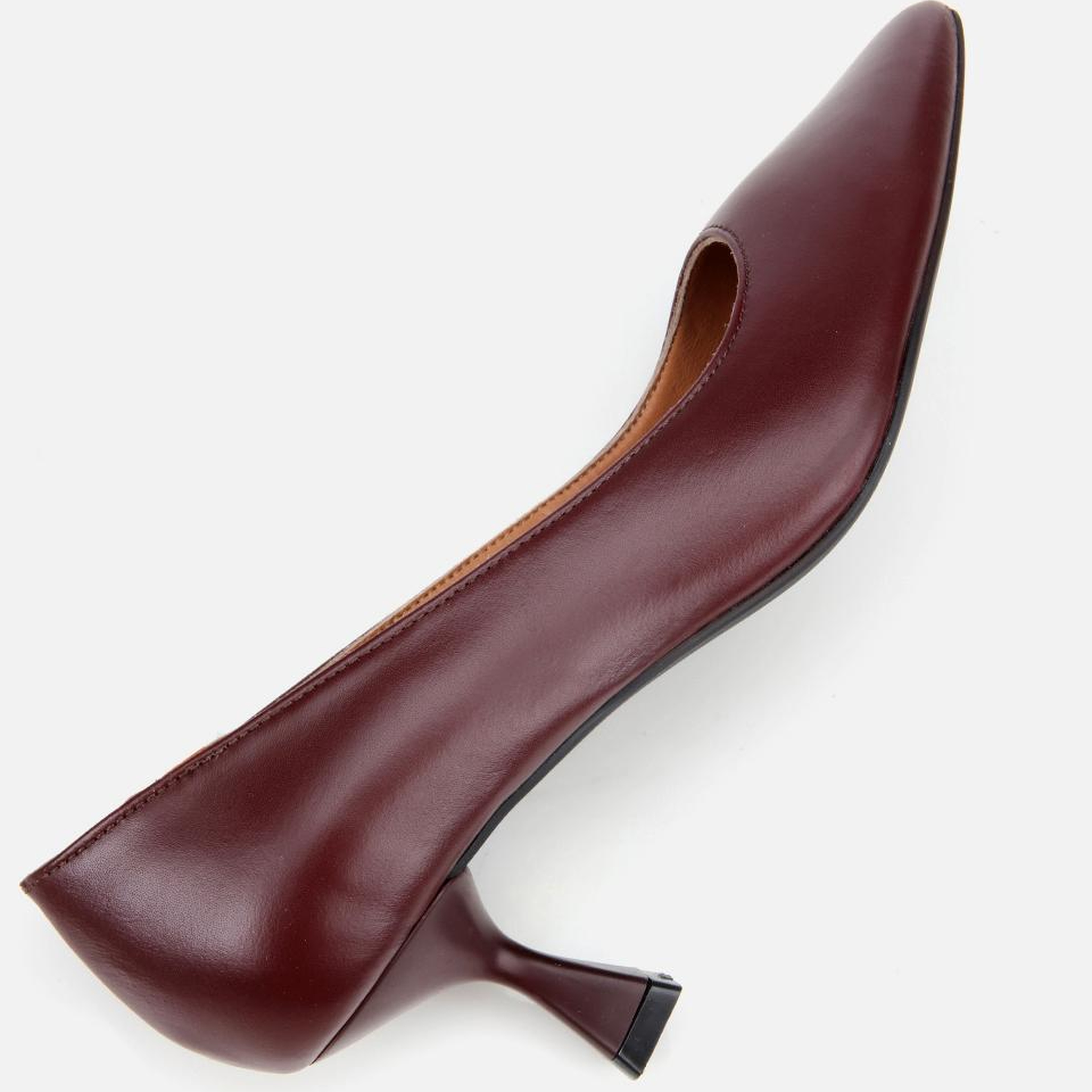 Kadın Deri Bordo Esnek Tabanlı İnce Topuklu Stiletto